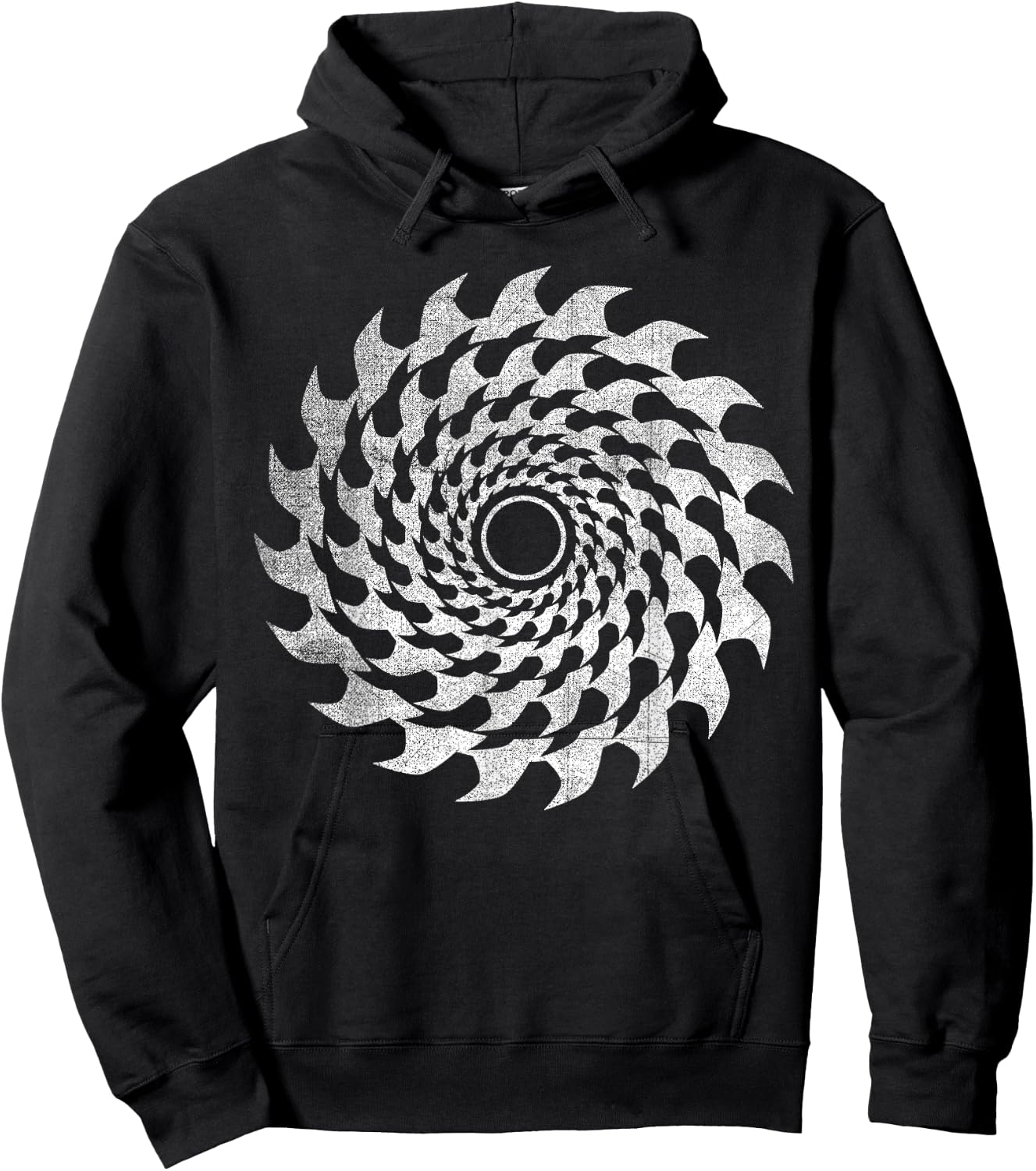 Shark Tooth Circular Saw Blade Illusion Hoodie - Hoodie | Black