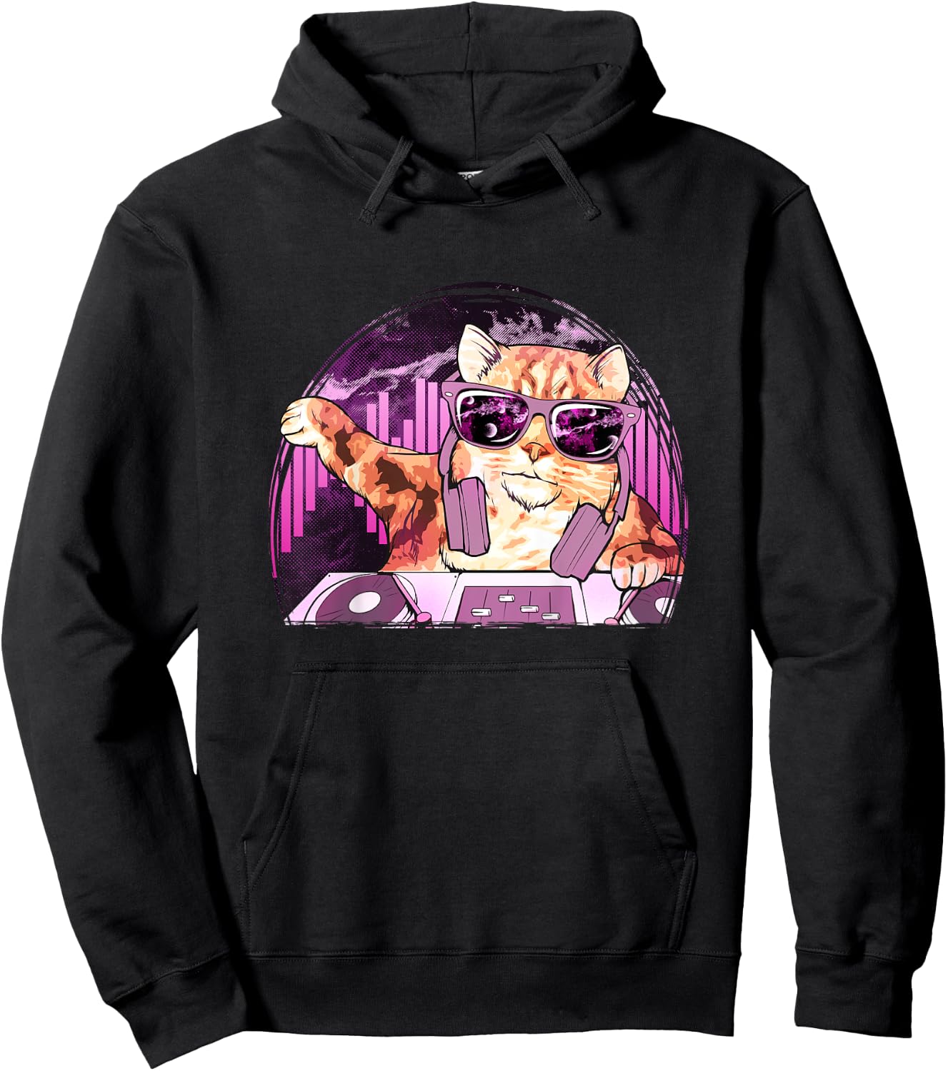 Cat Shirt - Cool Kitty Cat DJ Space Music Kids Hoodie - Hoodie | Black