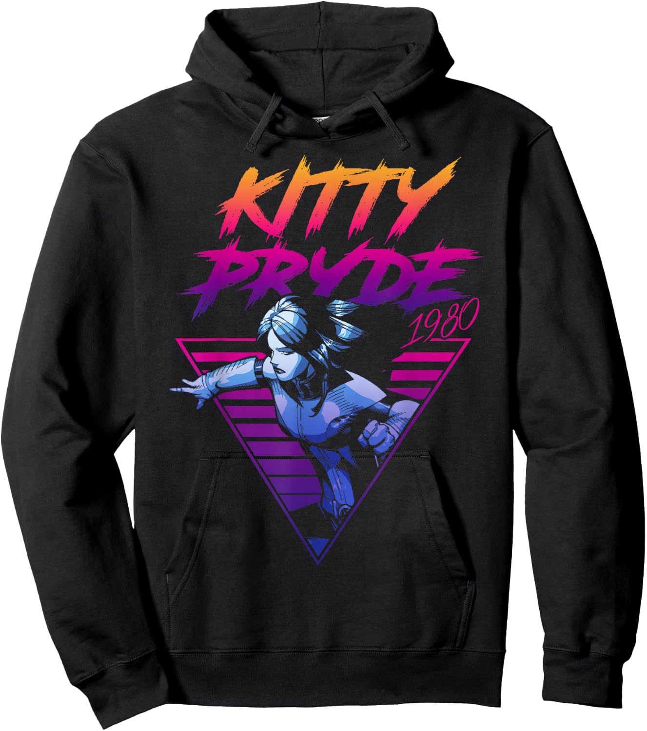 Marvel X-Men Kitty Pryde Retro Neon Triangle Graphic Hoodie - Hoodie | Black