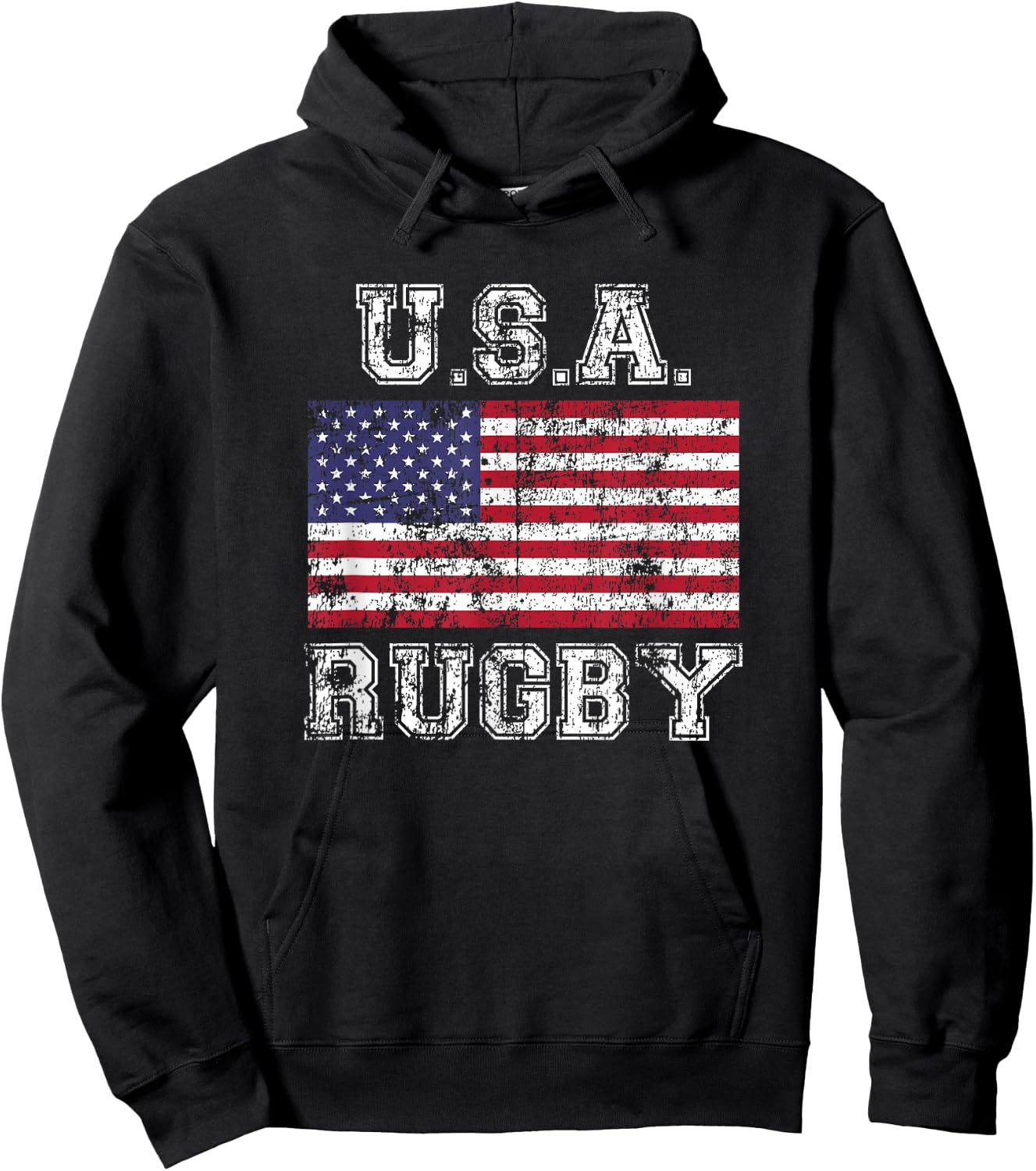 USA Rugby Shirt Women Kids American Flag Shirt Hoodie - Hoodie | Black
