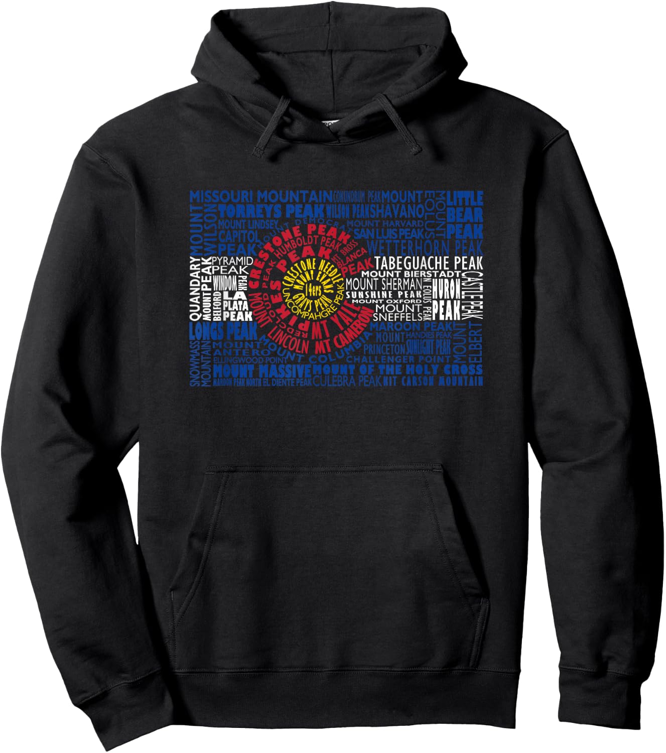 Colorado Fourteeners State Flag 14er Hiker Climber Gift Hoodie - Hoodie | Black