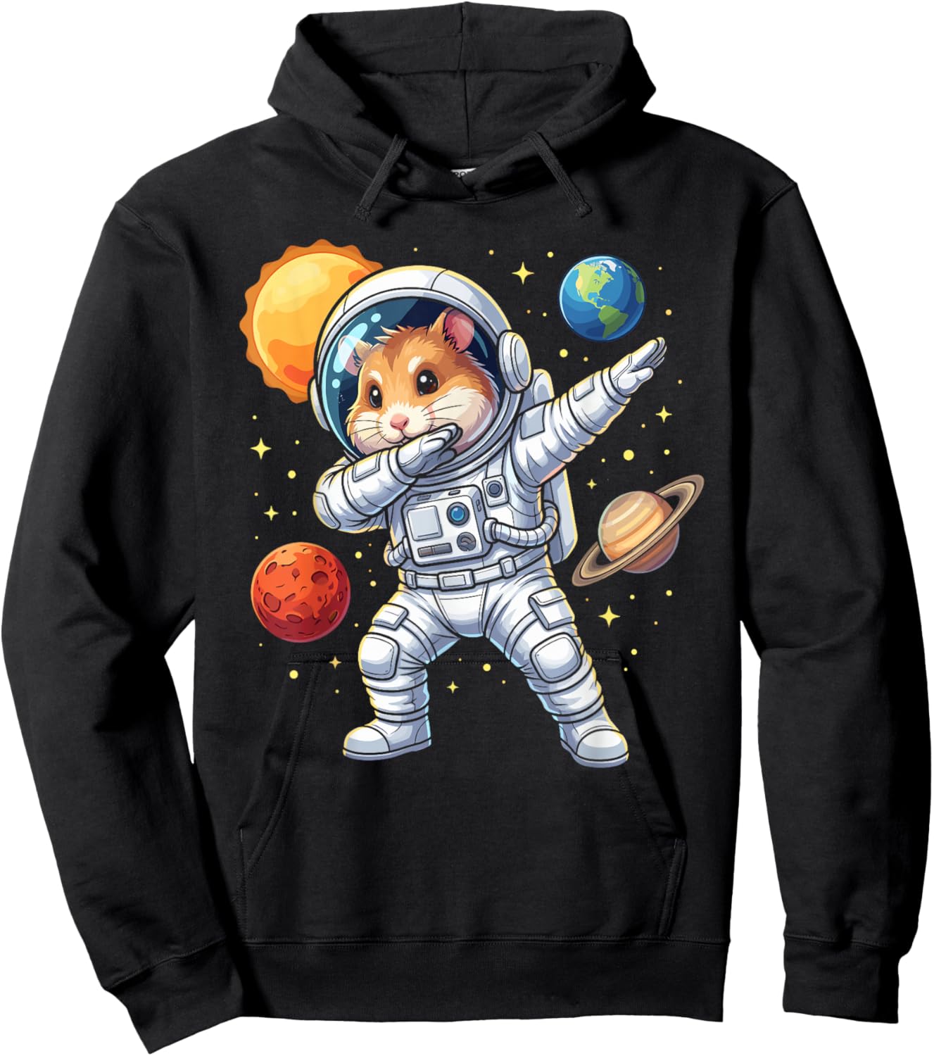 Hamster Astronaut Dabbing Funny Space Animal for Kids Hoodie - Hoodie | Black