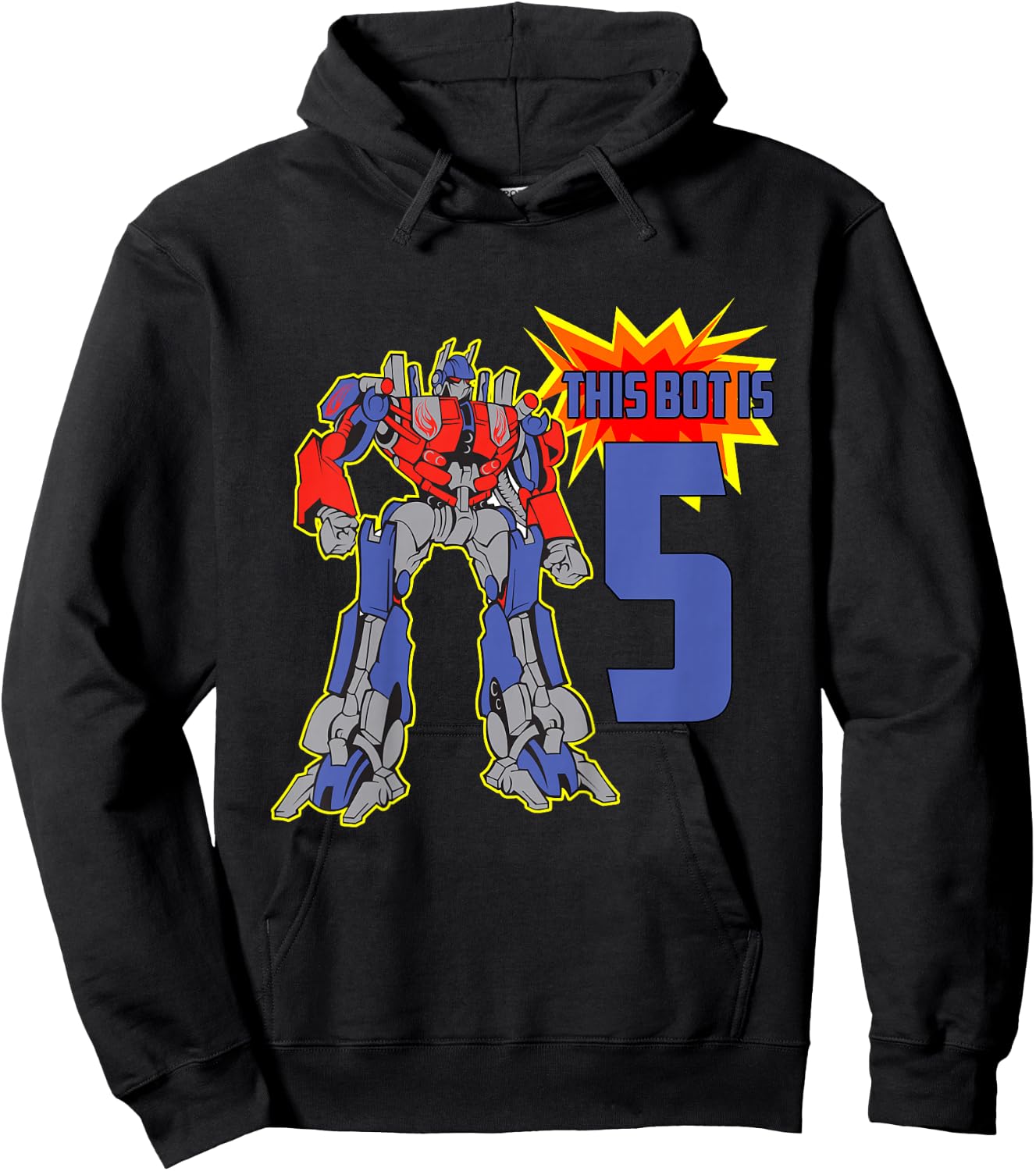 Kids 5th Birthday Bot Robot for 5 Yr Old Boys Girls Hoodie - Hoodie | Black