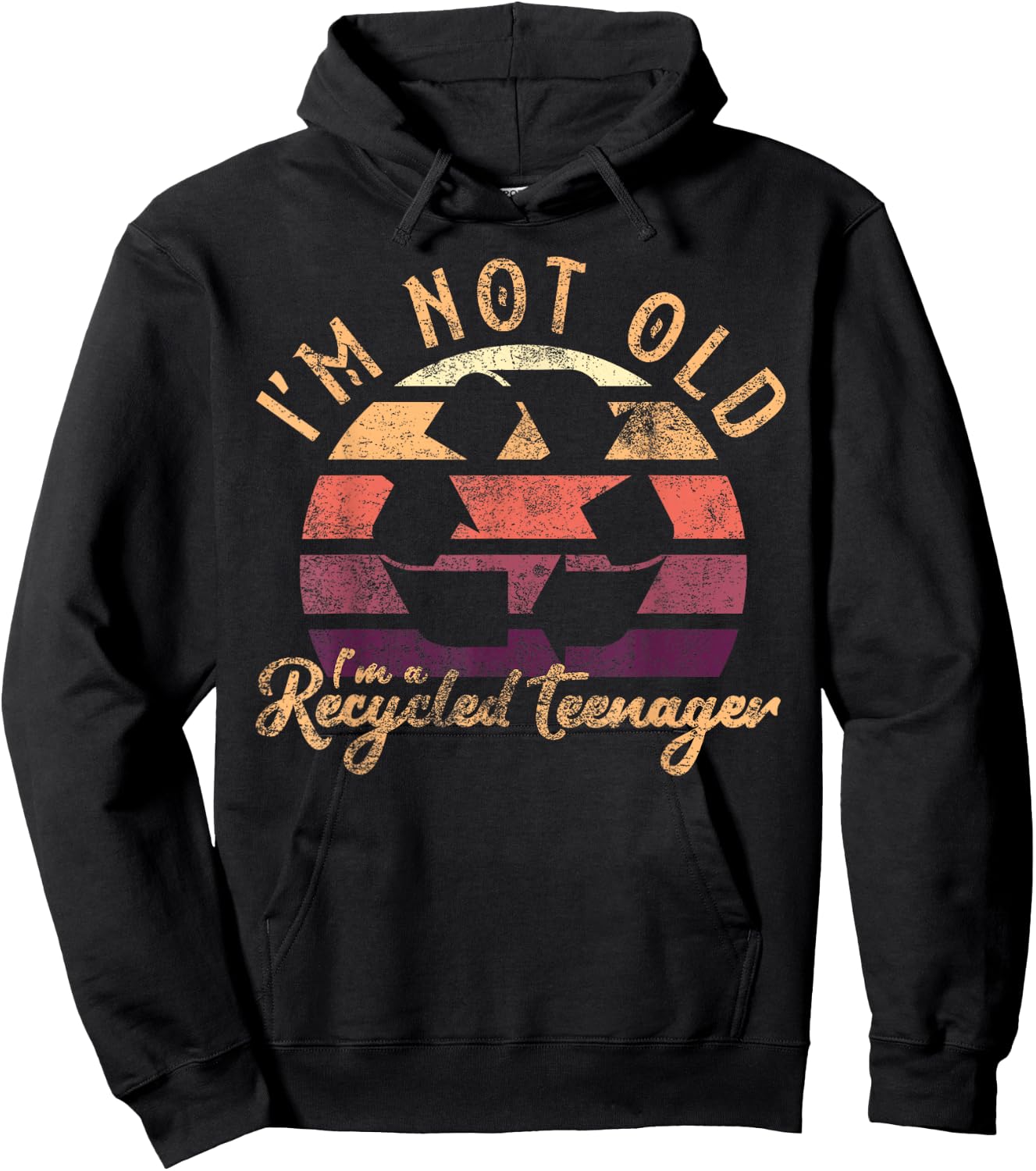 I'm Not Old I'm a Recycled Teenager Funny Senior Vintage Hoodie - Hoodie | Black