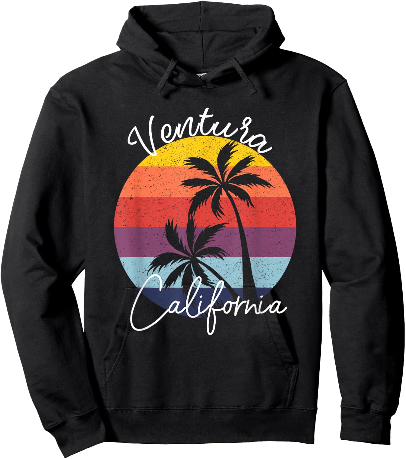 Ventura California Vintage 80's Beach Sunset Surfer Gift Hoodie - Hoodie | Black