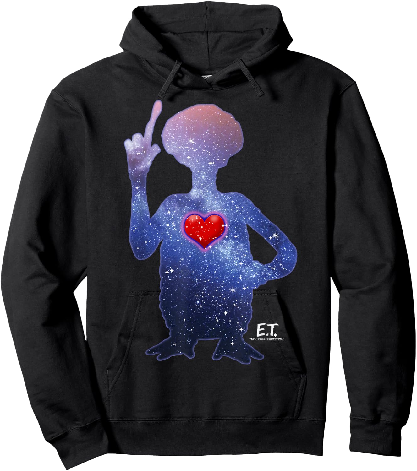E.T. Terrestrial Universe Silhouette Heart Graphic Hoodie - Hoodie | Black
