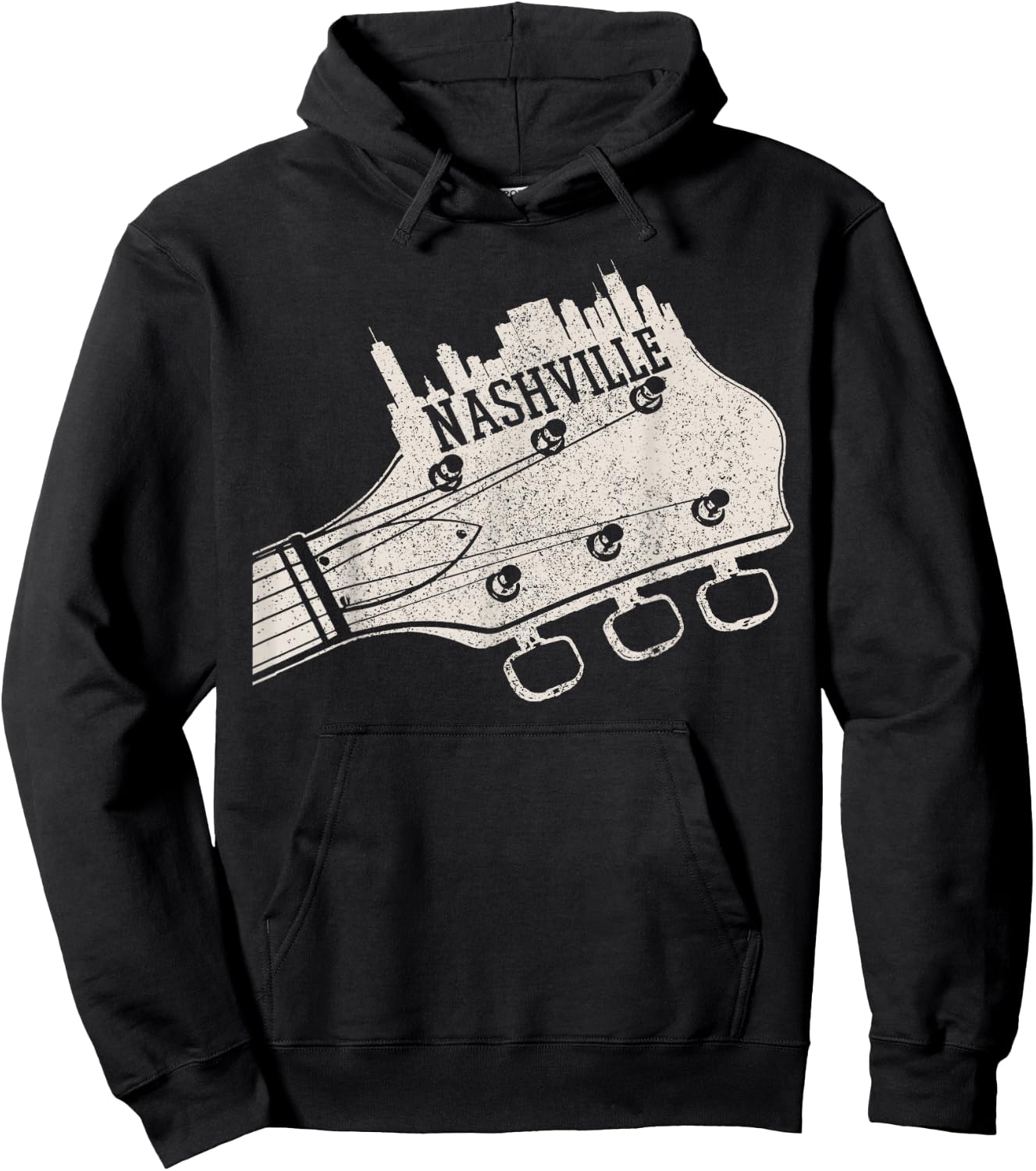 Nashville Guitar Skyline Country Music City Tennessee Hoodie - Hoodie | Black