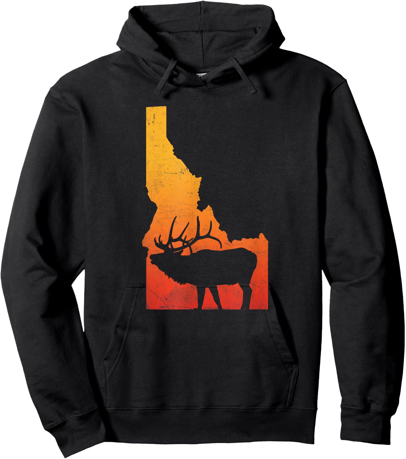 Vintage Idaho Elk Retro Outdoors Hunting Hoodie - Hoodie | Black