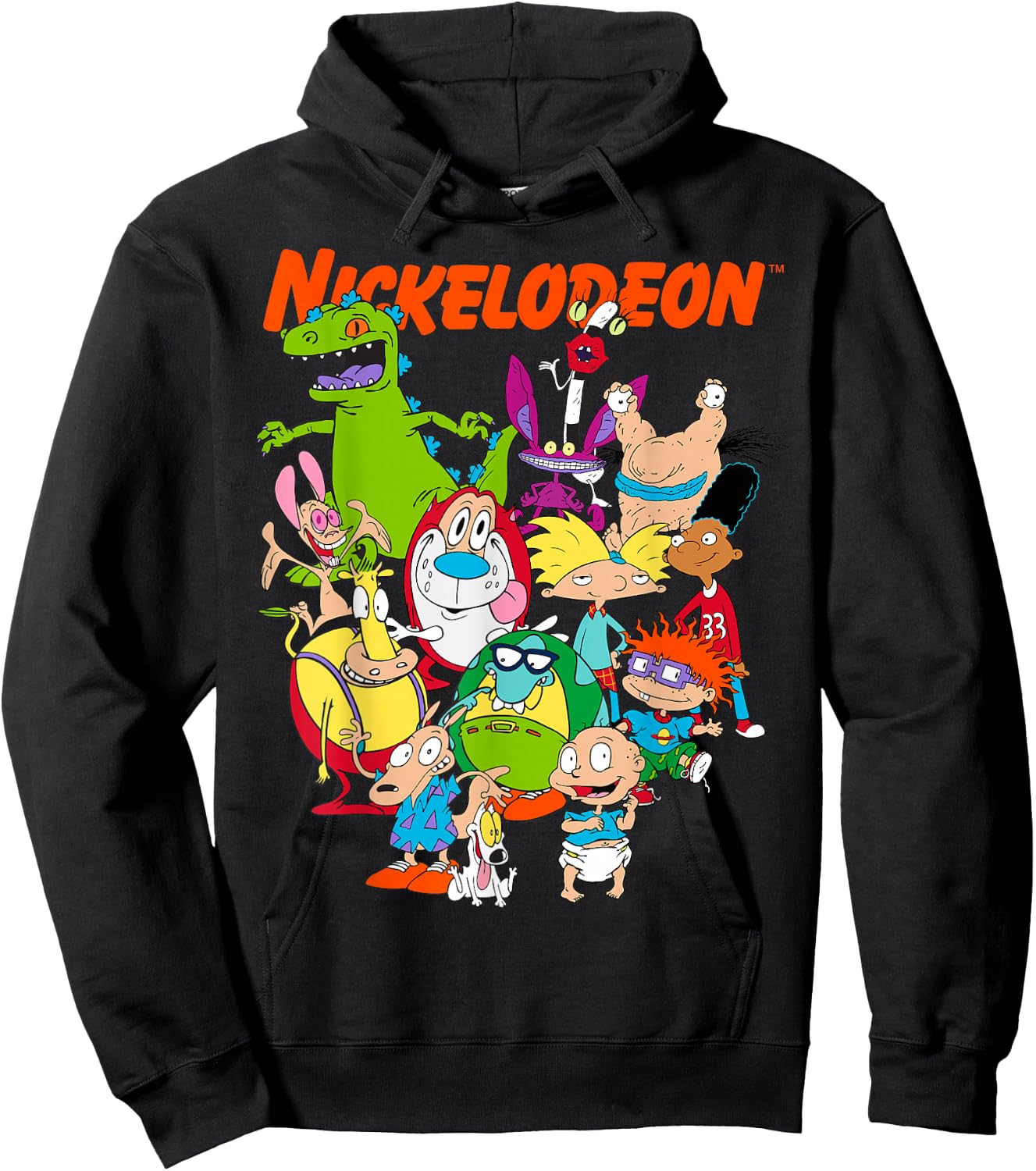 Nickelodeon Group Shot All Retro 90s Characters Hoodie - Hoodie | Black