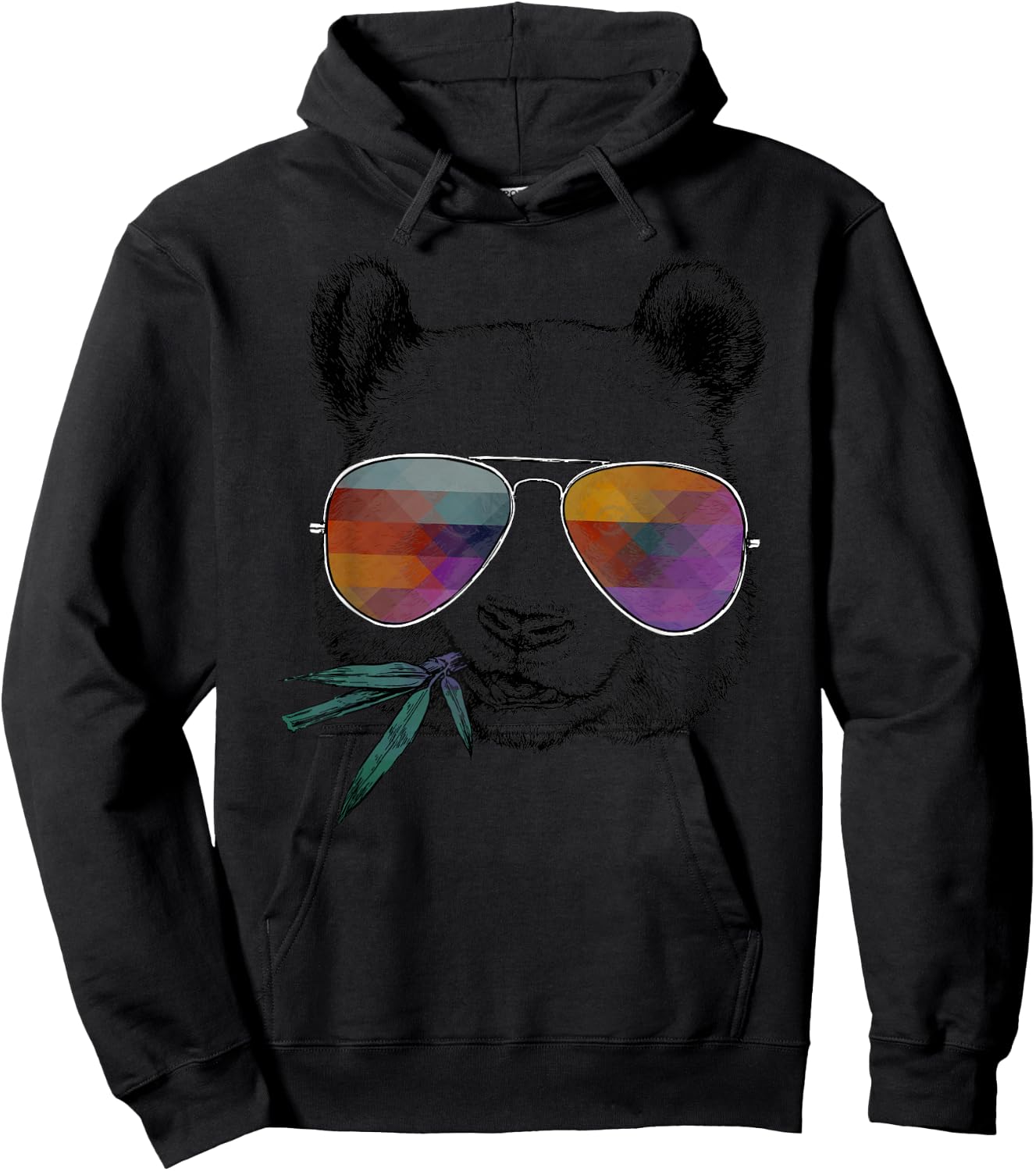 Coole Portrts von lustigen Tieren in Brillen - Cool Panda - Funny Panda Bear with Sunglasses -Adults - Grey - Small - Short Sleeve - Classic Fit - Cotton, Polyester Hoodie - Hoodie | Black