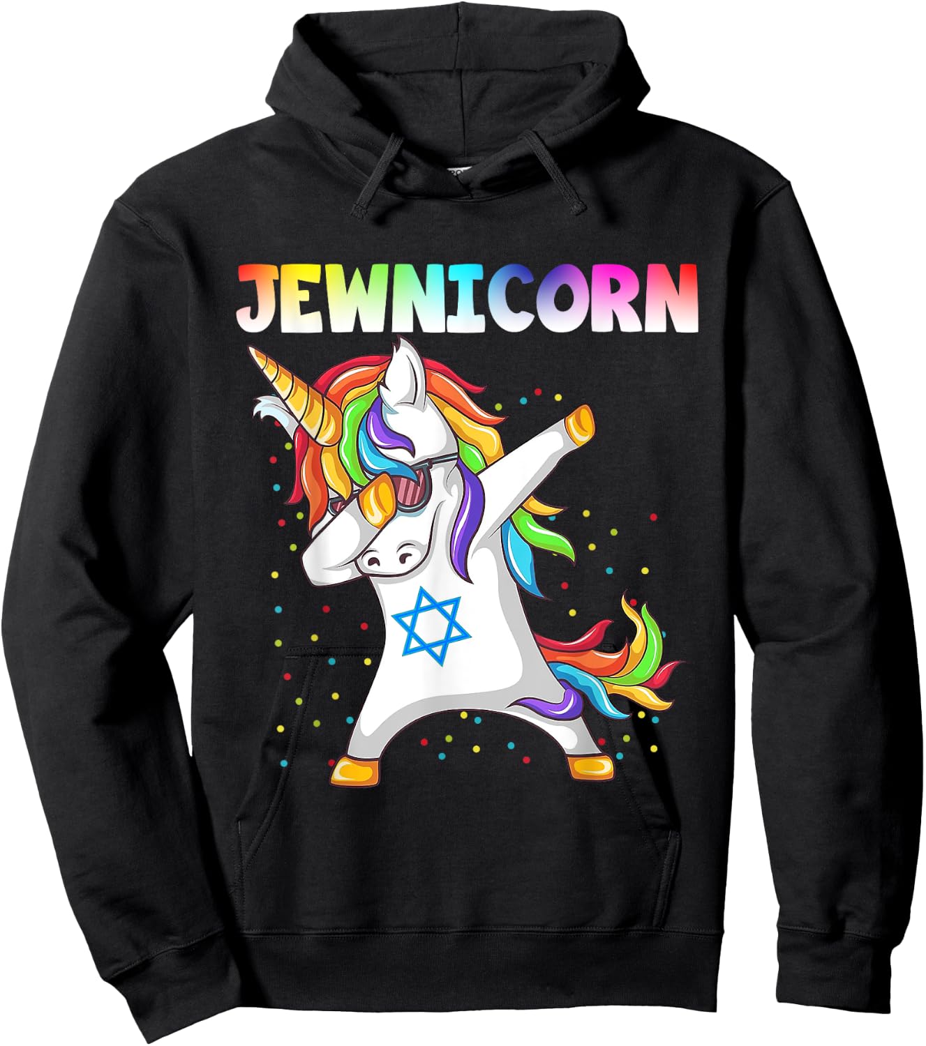 Hanukkah Dabbing Unicorn Jewnicorn Chanukah Jewish Xmas Hoodie - Hoodie | Black