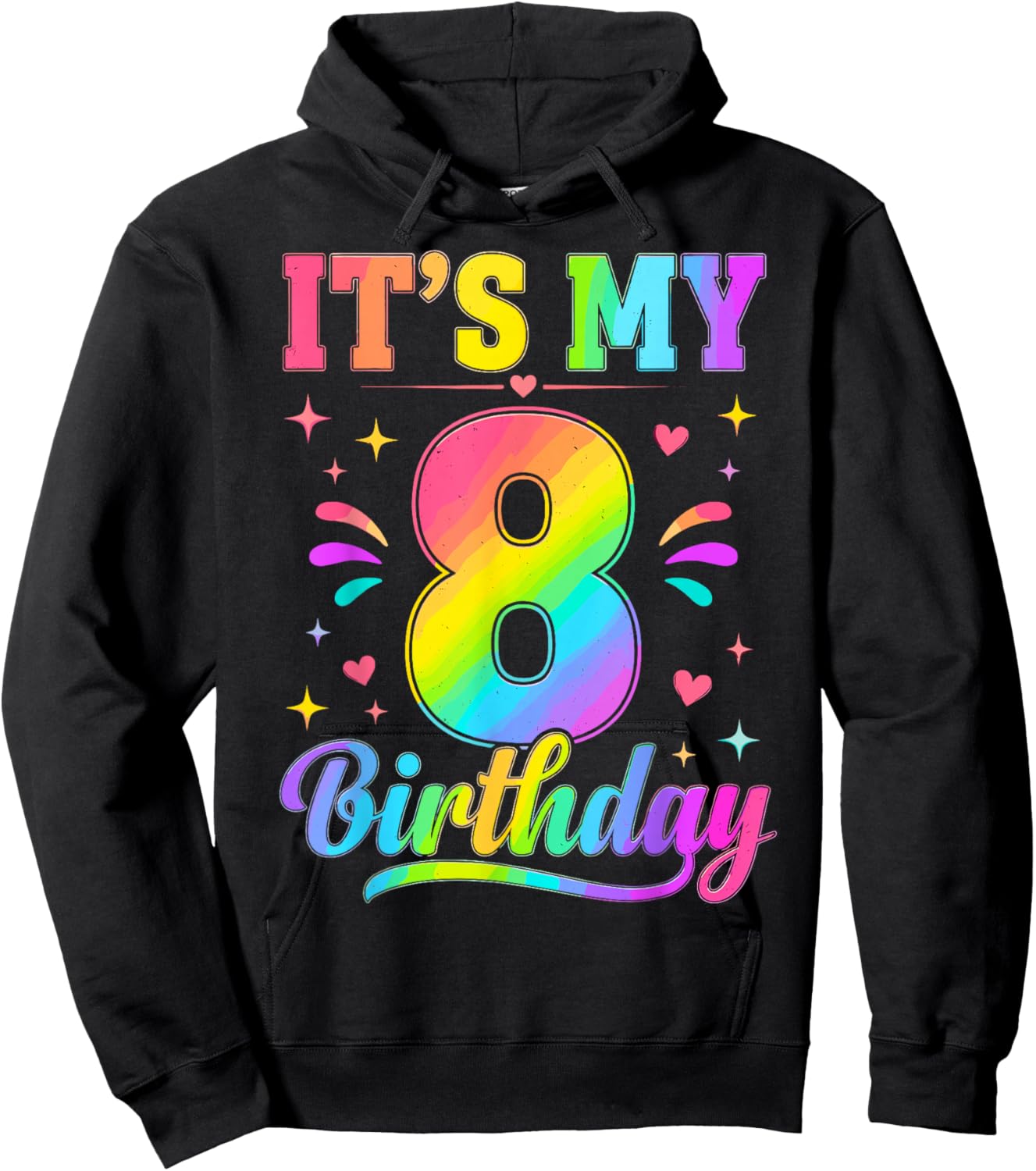 8th Birthday It's My 8 Bday Girls Boys Turning 8 Birthday Hoodie - Hoodie | Black