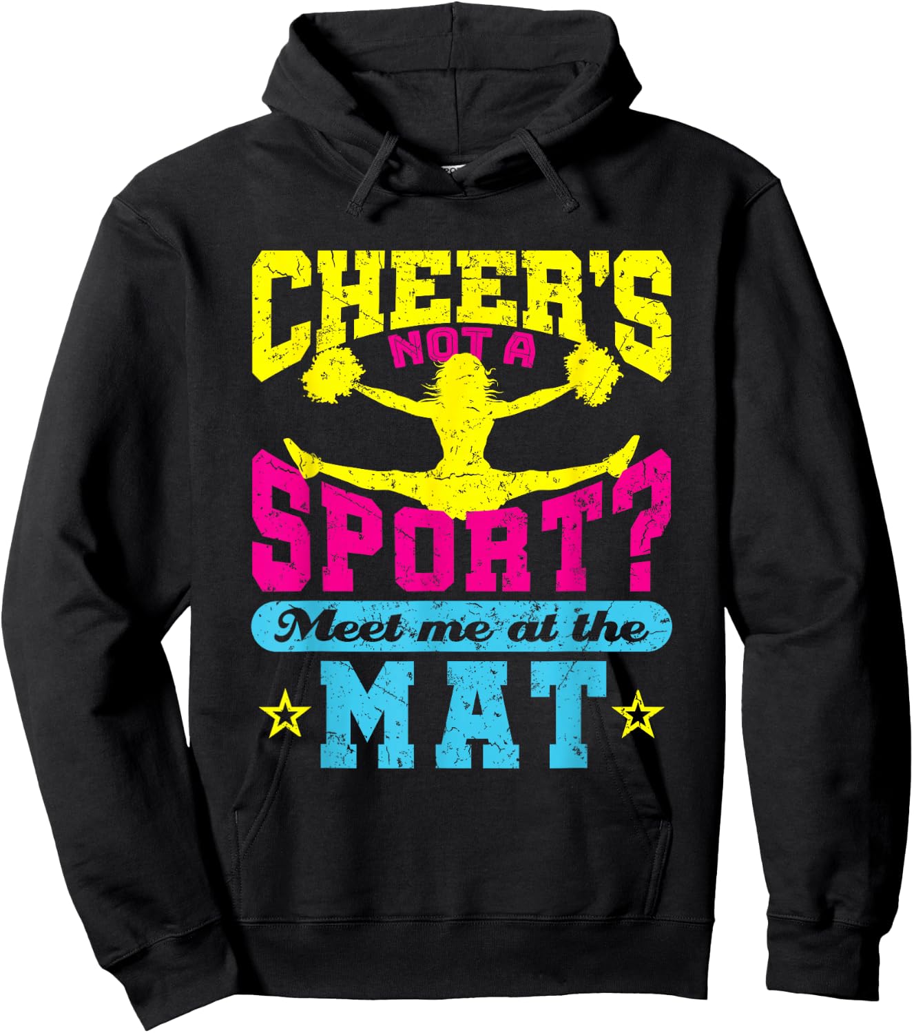 Cheer Is a Sport Cheerleading Funny Meet Me at The Mat Hoodie - Hoodie | Black