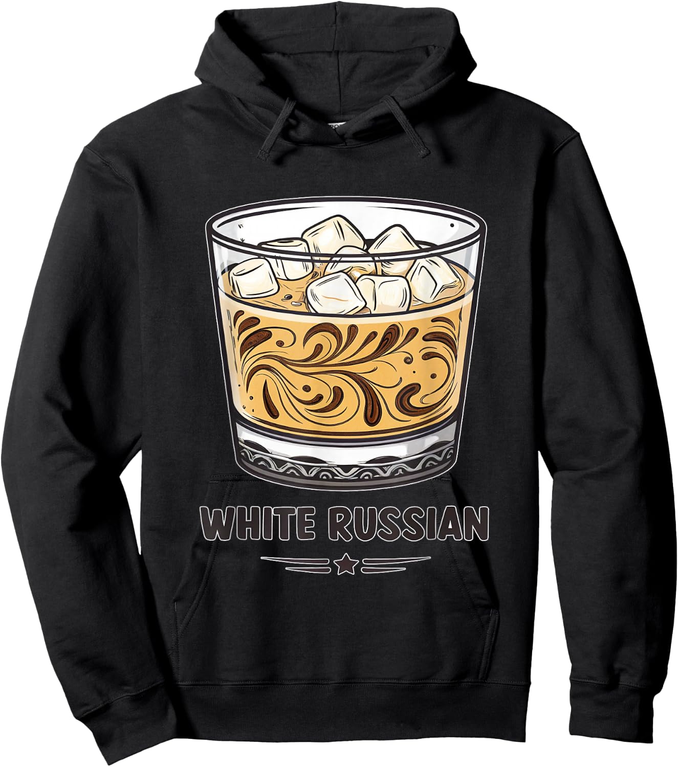White Russian Cocktail Art Graphic Hoodie - Hoodie | Black