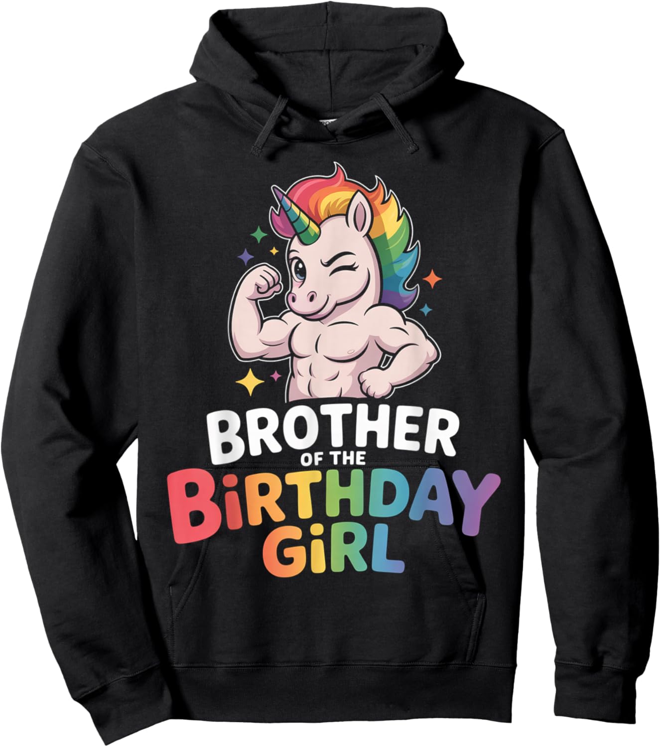 Brother of Birthday Girl Unicorn Boys Son Grandkid Nephew Hoodie - Hoodie | Black