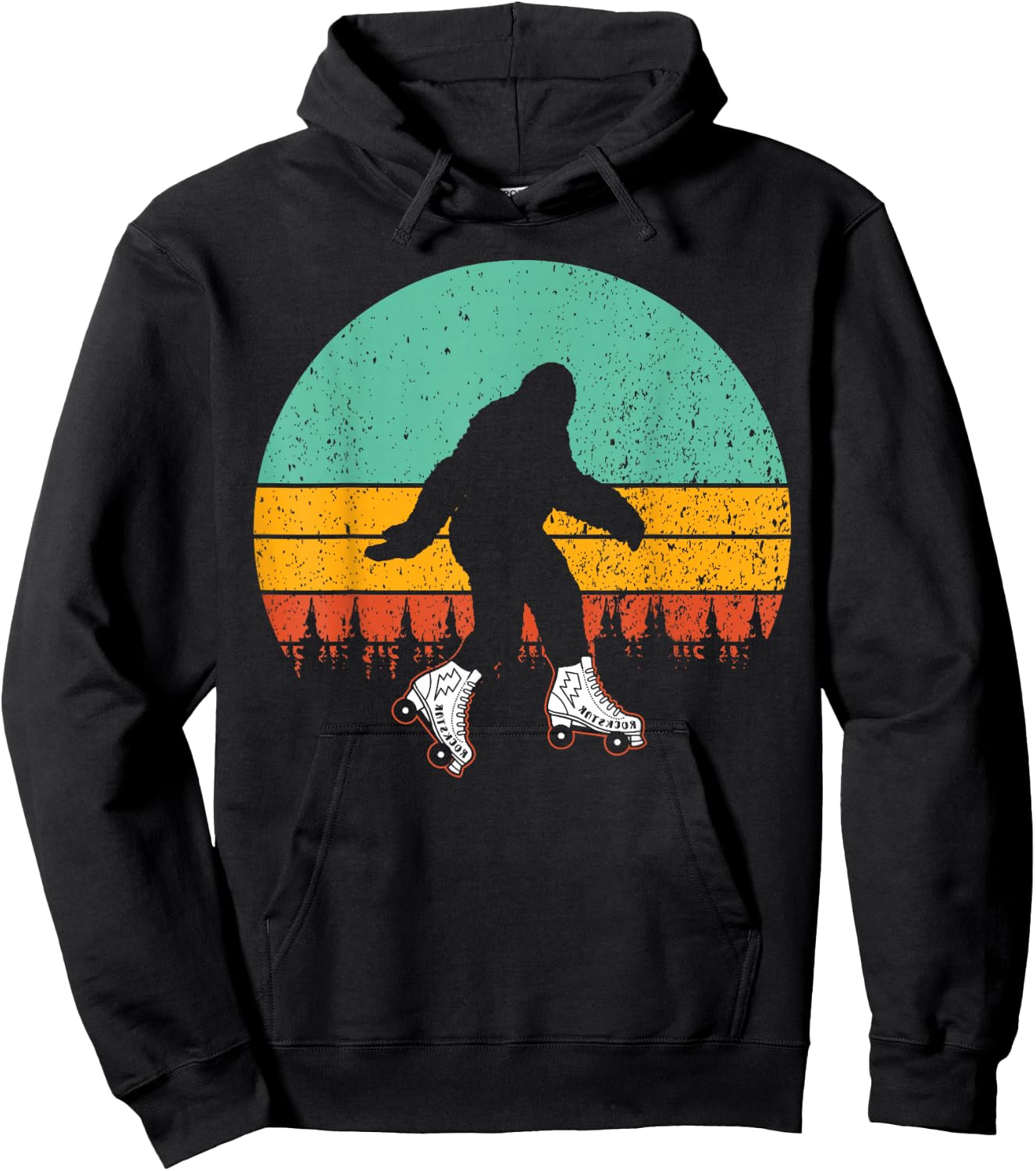 Retro Bigfoot Roller Skate Shirt Skating Sasquatch 80's Gift Hoodie - Hoodie | Black