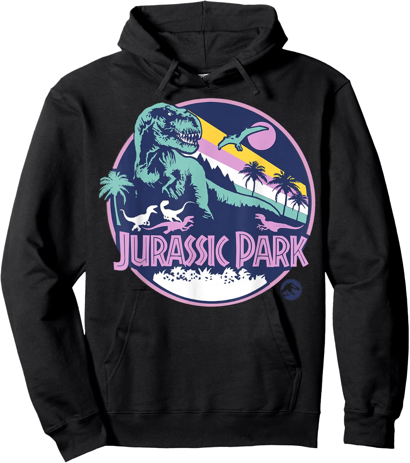 Jurassic Park Purple Retro Dinosaur Scene Hoodie - Hoodie | Black