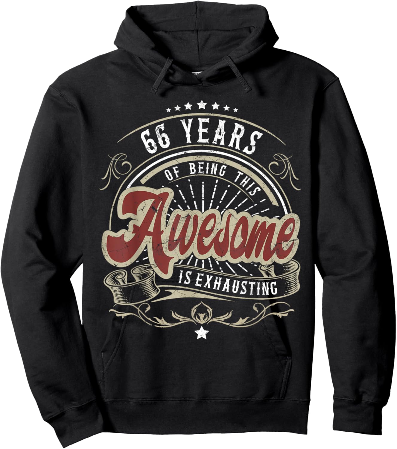 Being Awesome for 66 Years Vintage Funny 66th Birthday Hoodie - Hoodie | Black