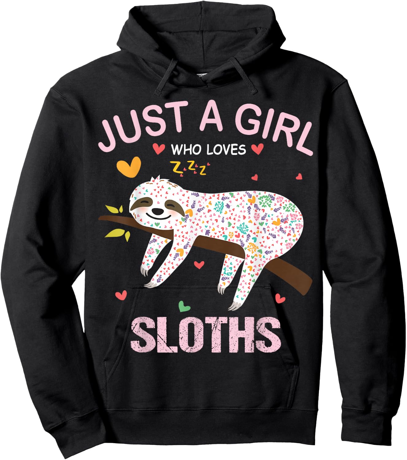 Just a Girl Who Loves Sloths Gift Sloths Lover Hoodie - Hoodie | Black