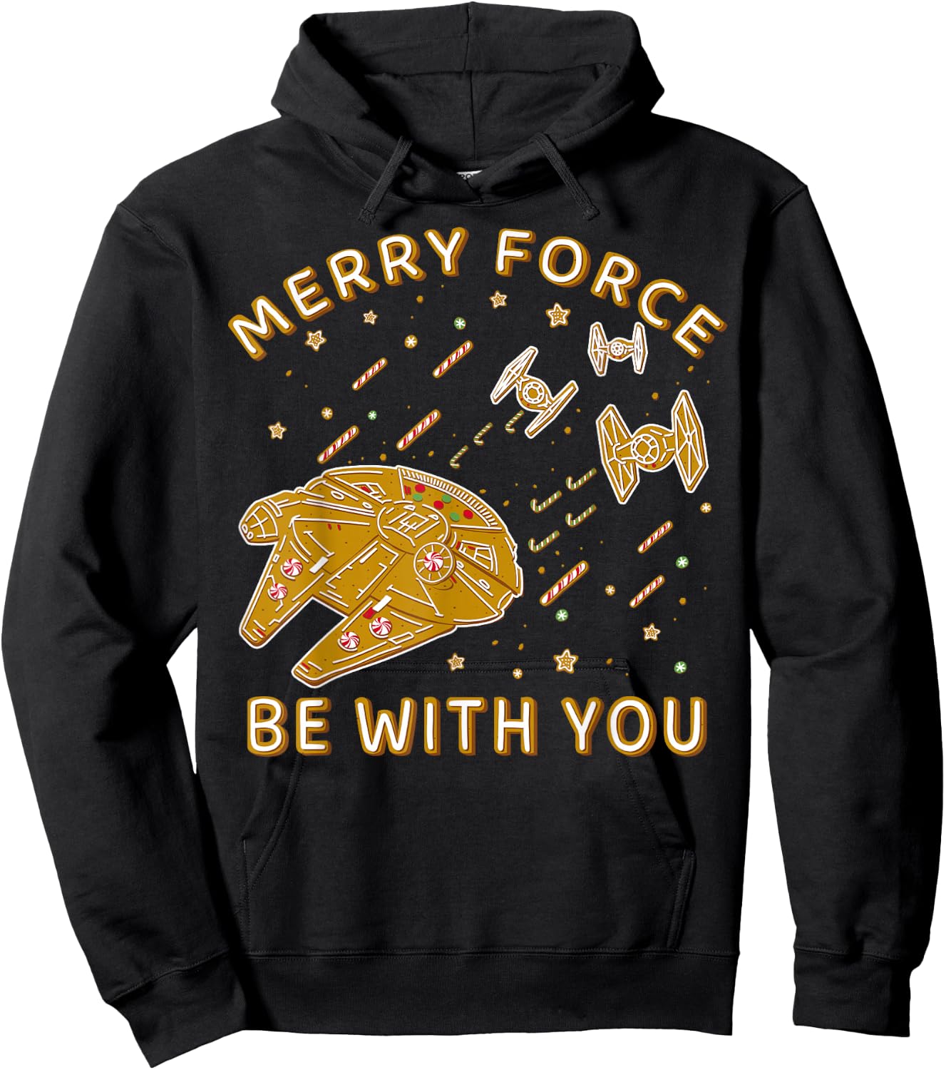 Star Wars Christmas Merry Force Be With You Cookies Hoodie - Hoodie | Black