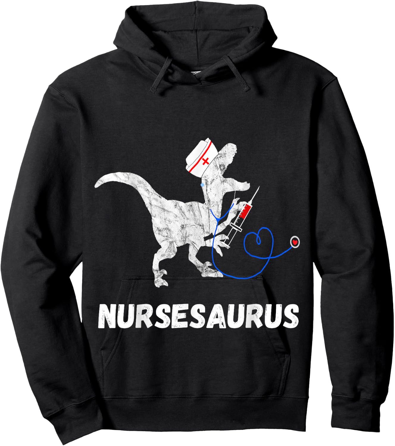 Nurse Dinosaur Funny Doctor Dino Doctor T-Rex Hoodie - Hoodie | Black