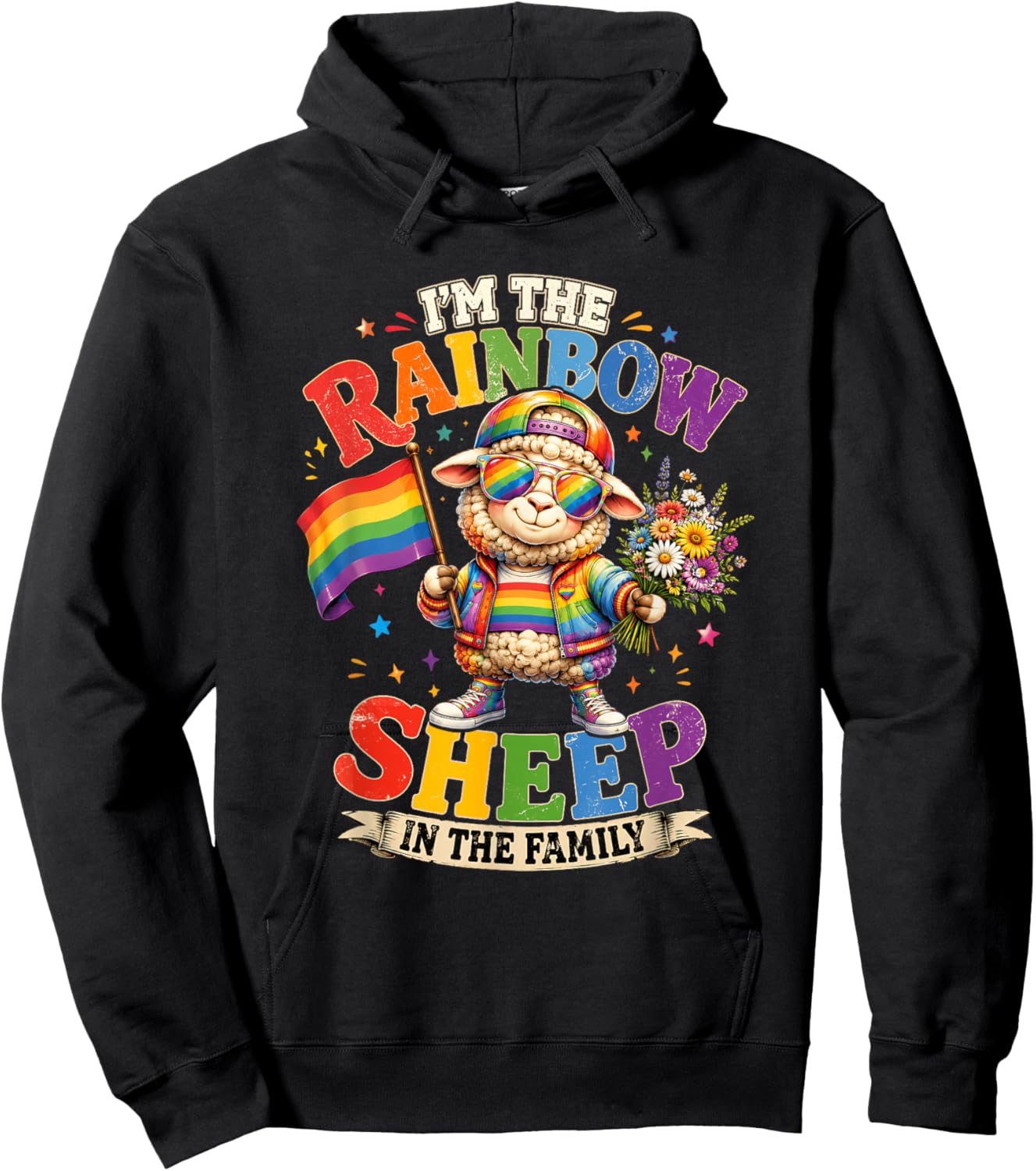 I'm The Rainbow Sheep of The Family LGBT Gay Pride Hoodie - Hoodie | Black