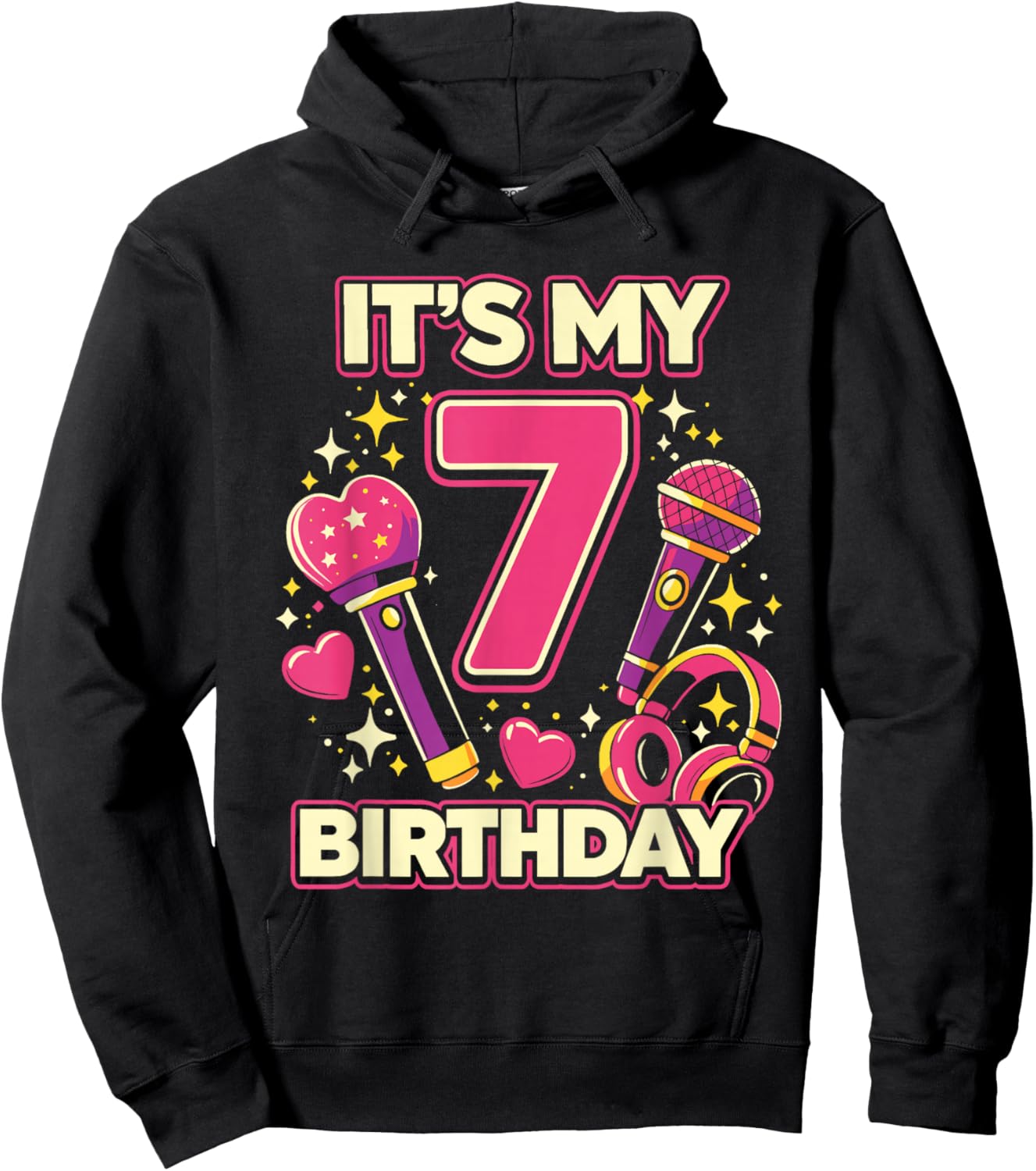 7 Years Old Kpop Kids It’s My 7th Birthday K-Pop Girl Hoodie - Hoodie | Black