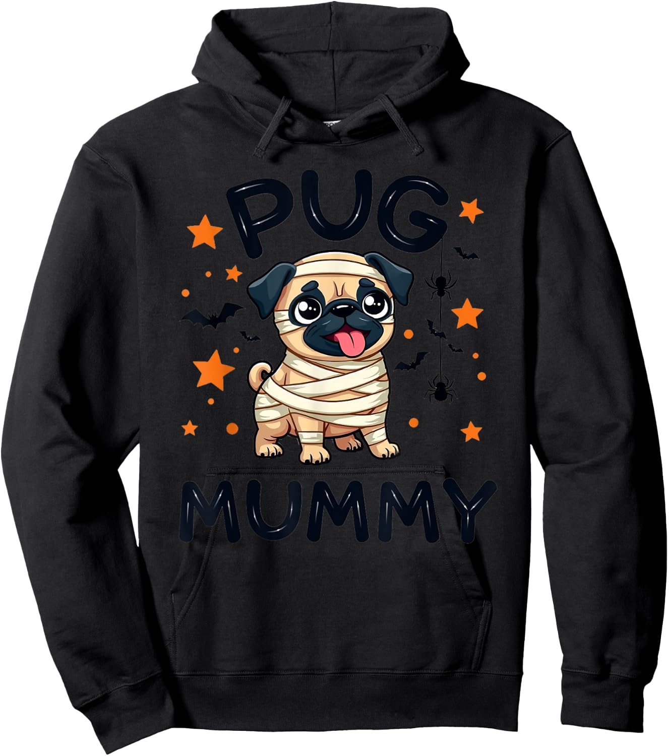 Pug Mummy Halloween Dog Lovers Costume Men Women Kids Hoodie - Hoodie | Black