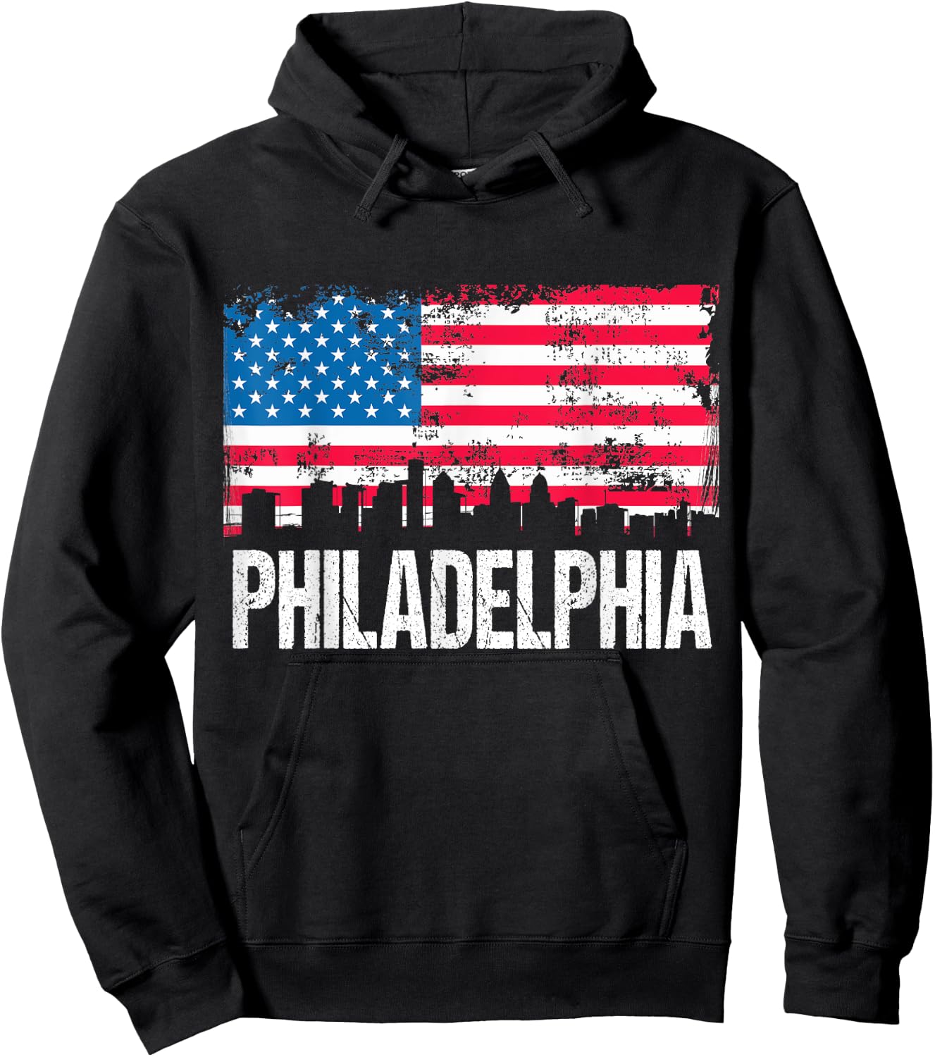 US Flag American City Skyline Philadelphia Pennsylvania USA Hoodie - Hoodie | Black
