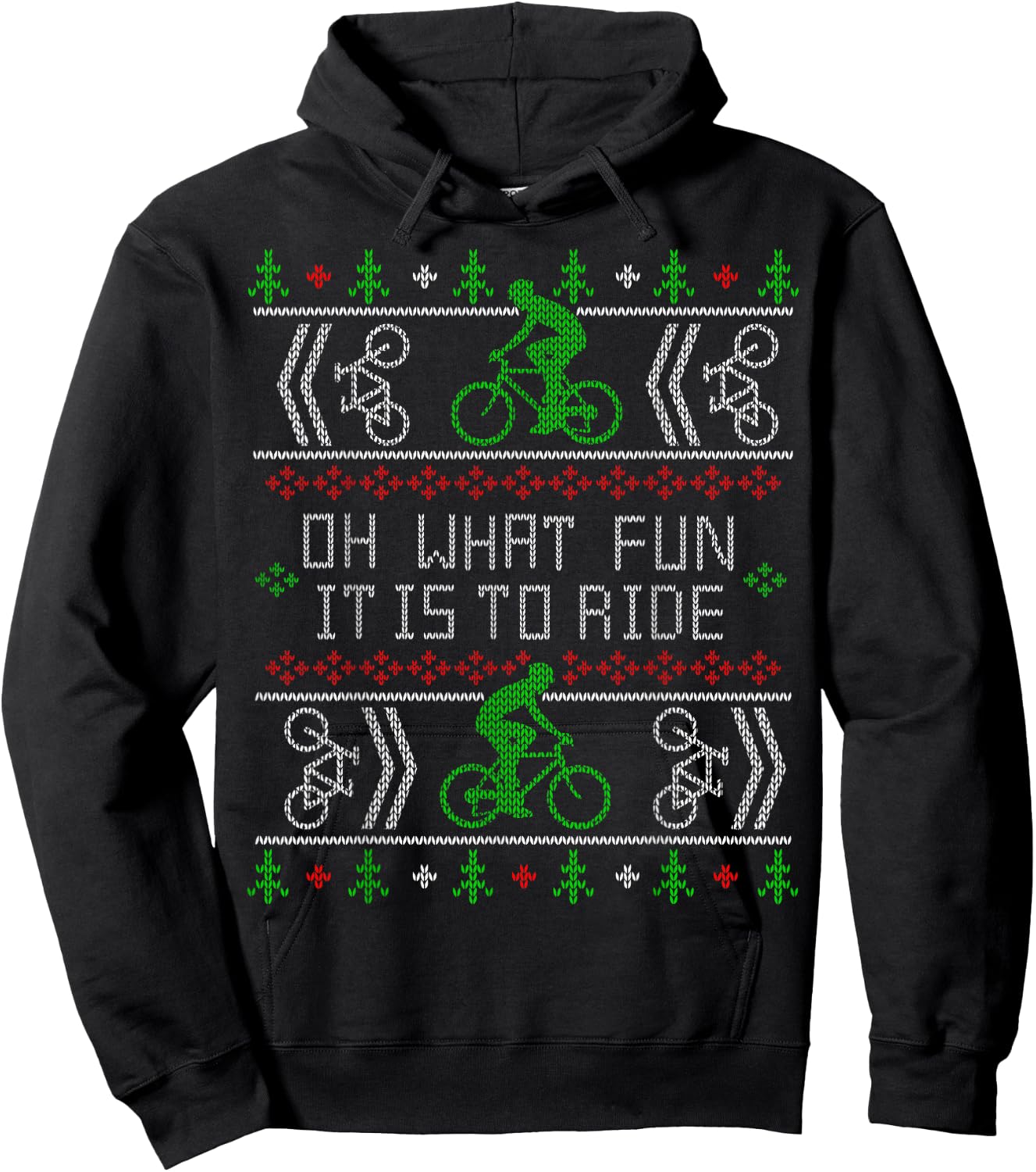 Biking Oh What Fun it is to Ride Bike Ugly Christmas Cycling Hoodie - Hoodie | Black