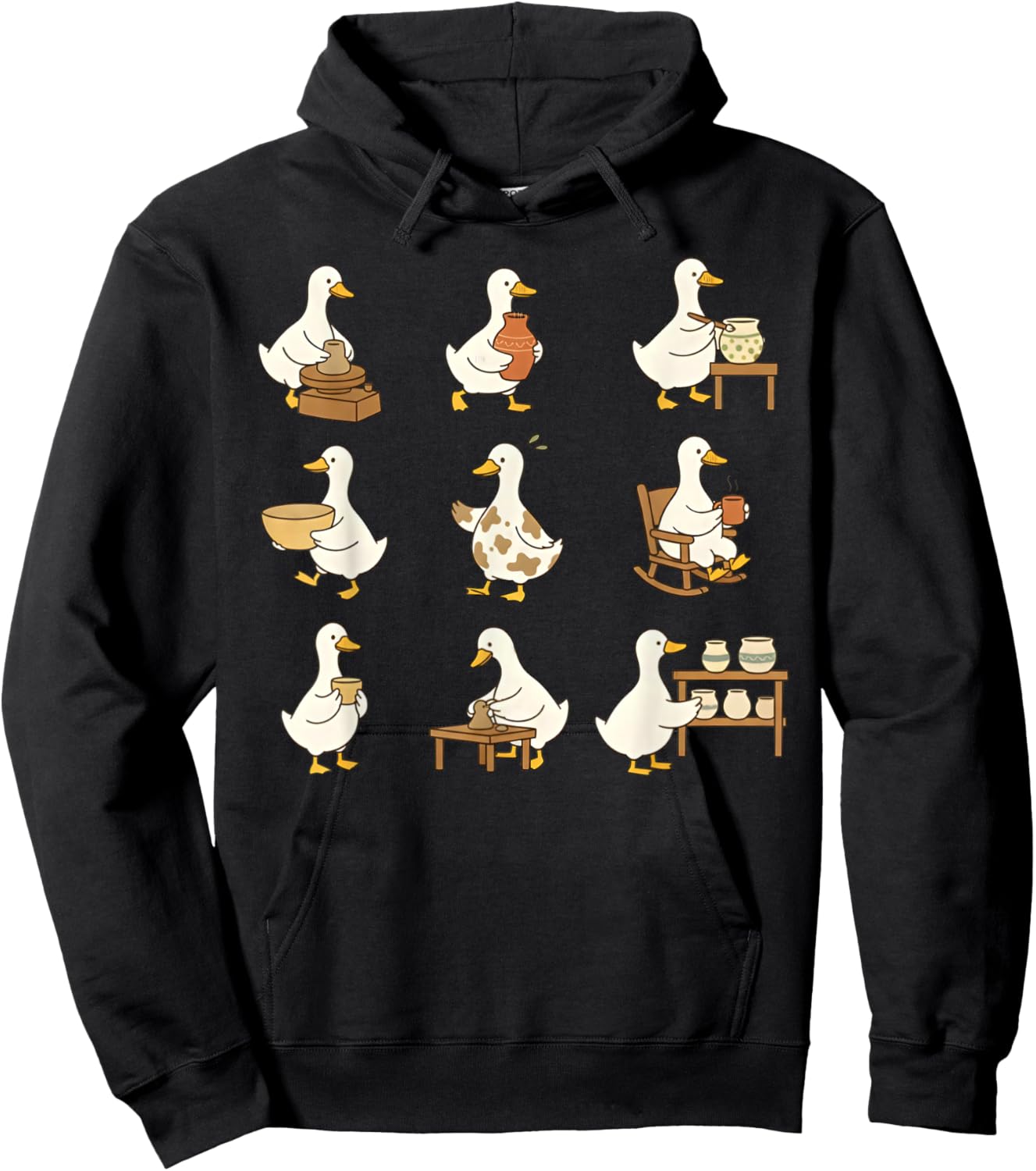 Cute Goose Pottery Ceramic Artist Wheel Throwing Clay Lovers Hoodie - Hoodie | Black