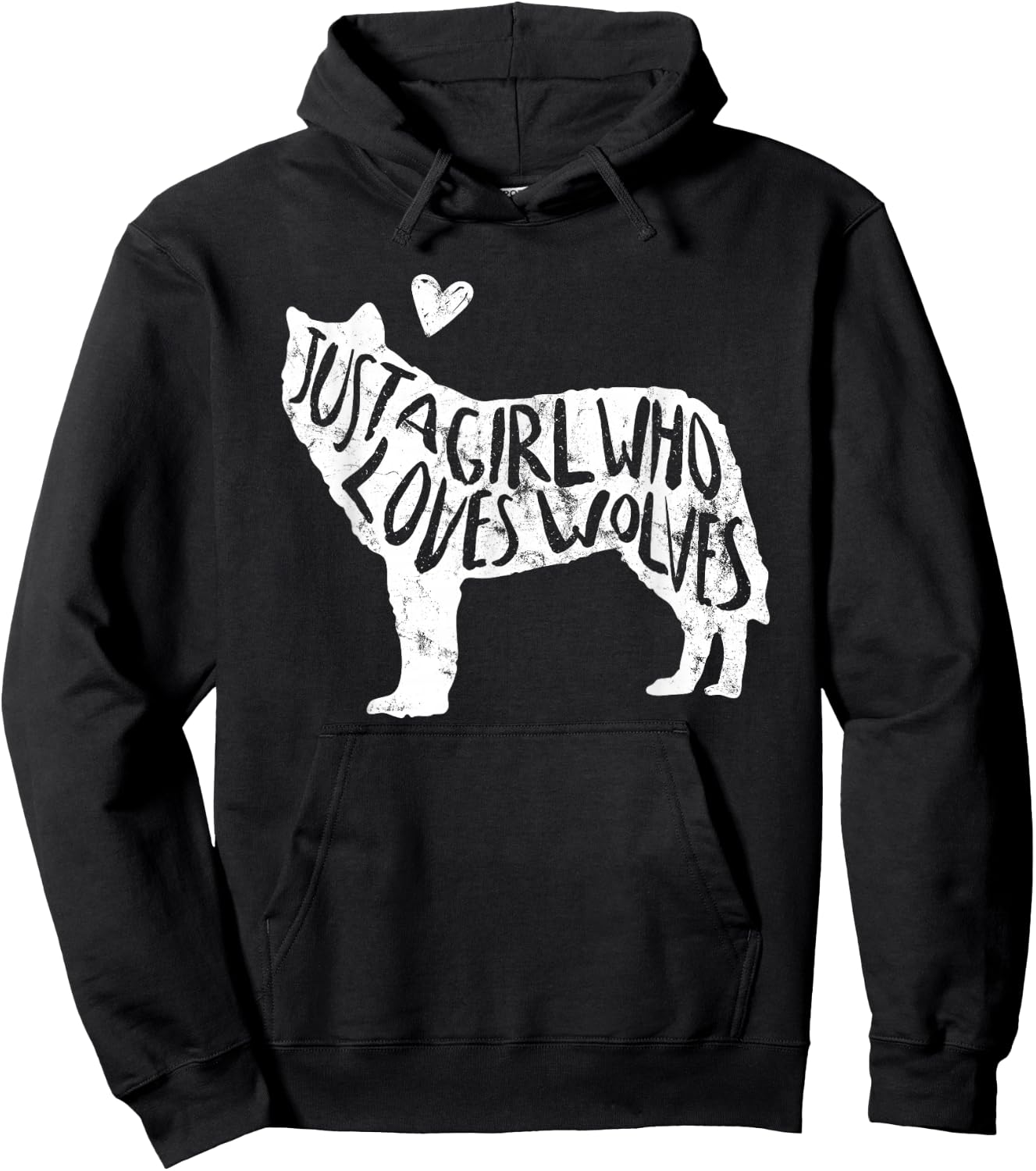 Just A Girl Who Loves Wolves Cute Wolf Silhouette Women Hoodie - Hoodie | Black