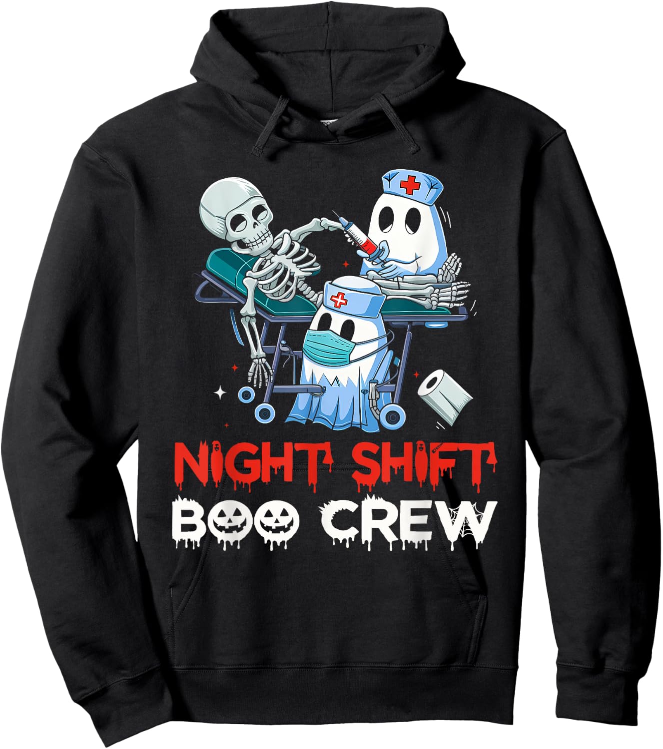 Night shift nurse Halloween shirt Night Shift Boo Crew Hoodie - Hoodie | Black