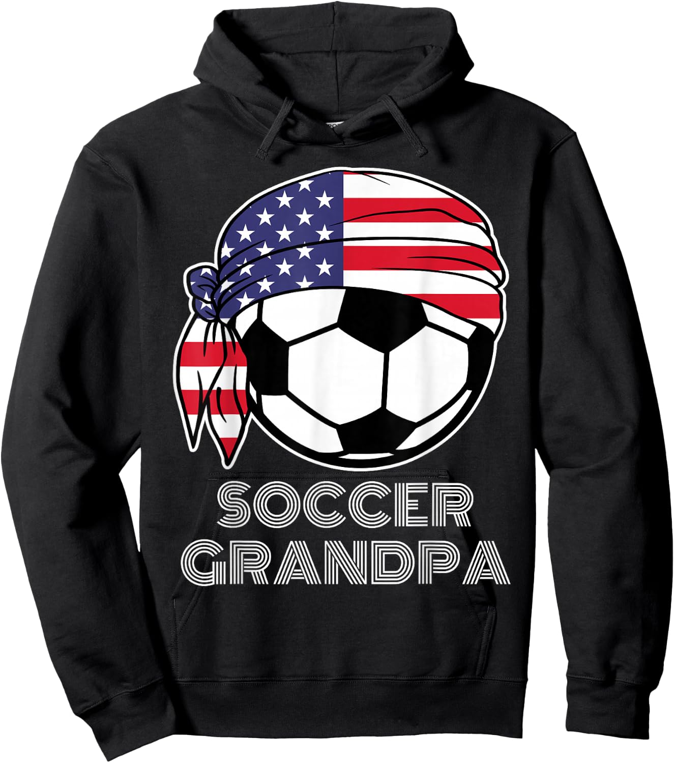 Soccer Grandpa USA Grandfather American Family Pride Soccer Hoodie - Hoodie | Black