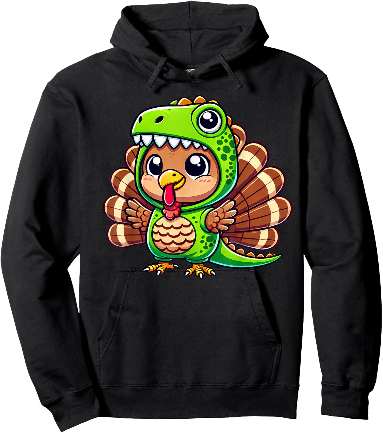 Thanksgiving Turkey in T-Rex Costume Funny Dinosaur Disguise Hoodie - Hoodie | Black