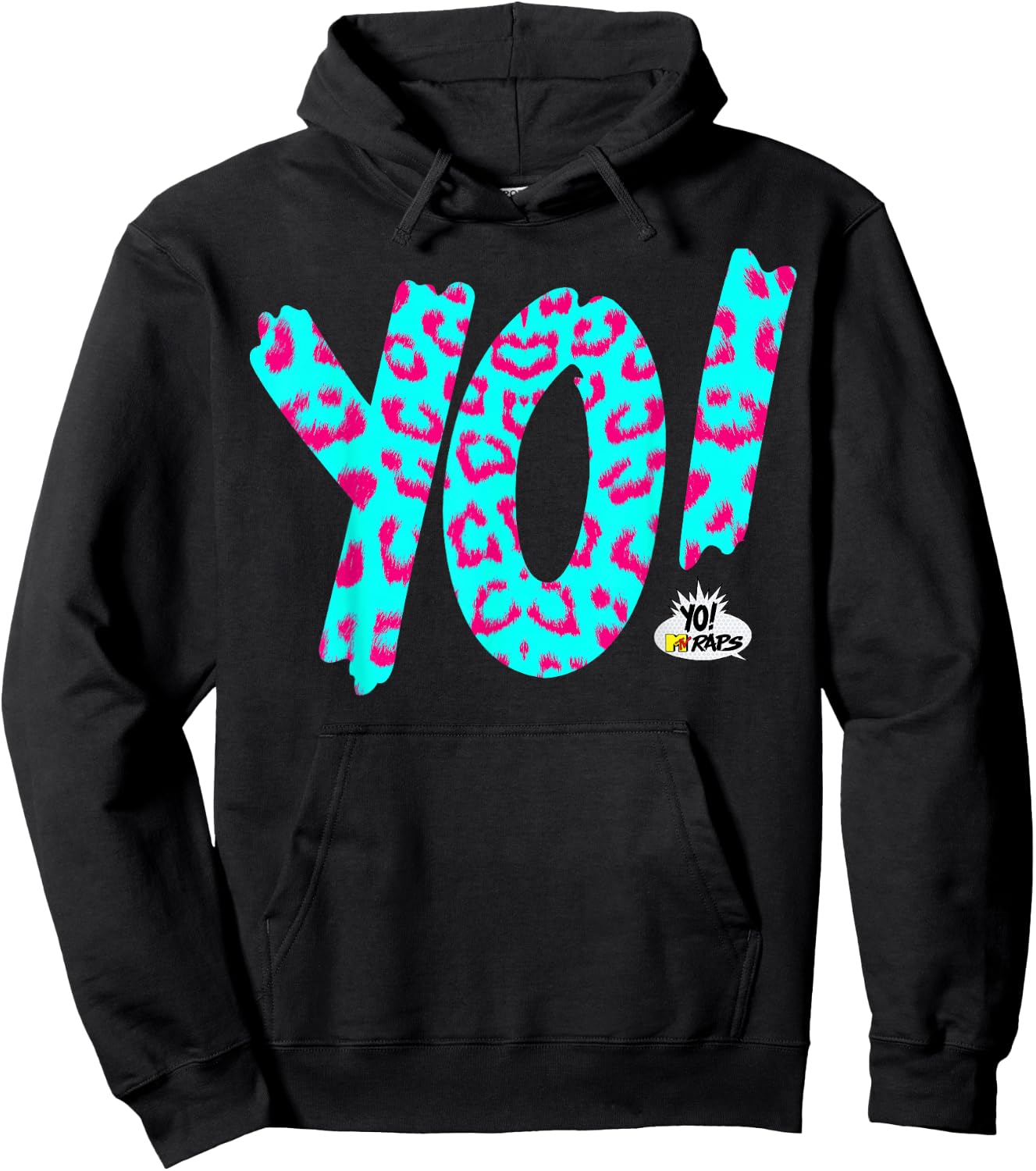Yo! MTV Raps Neon Leopard Print Logo Hoodie - Hoodie | Black