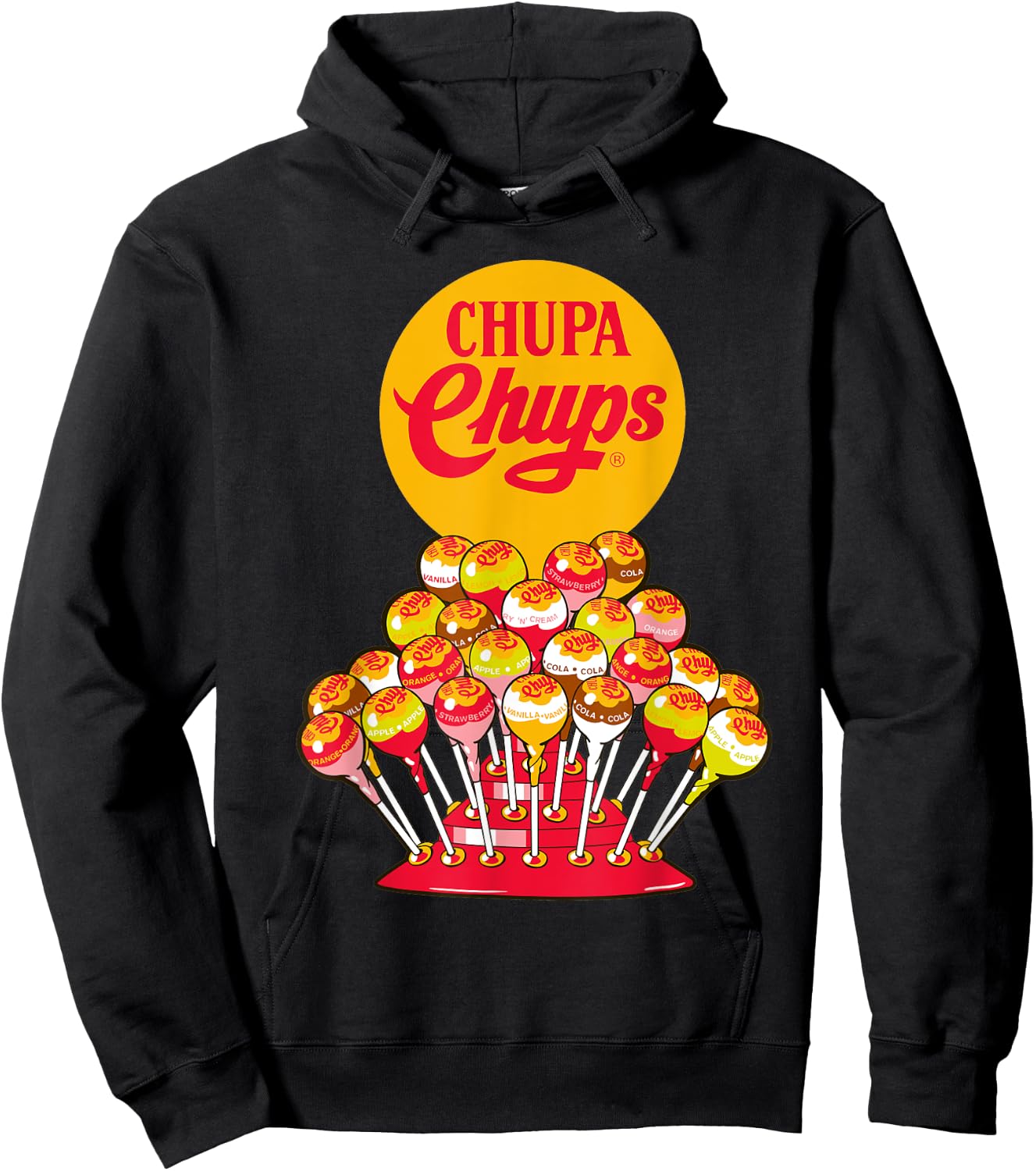 CHUPA CHUPS Retro Candy Brand - Men's Adult Black Short Sleeve Classic Fit Small Hoodie - Hoodie | Black