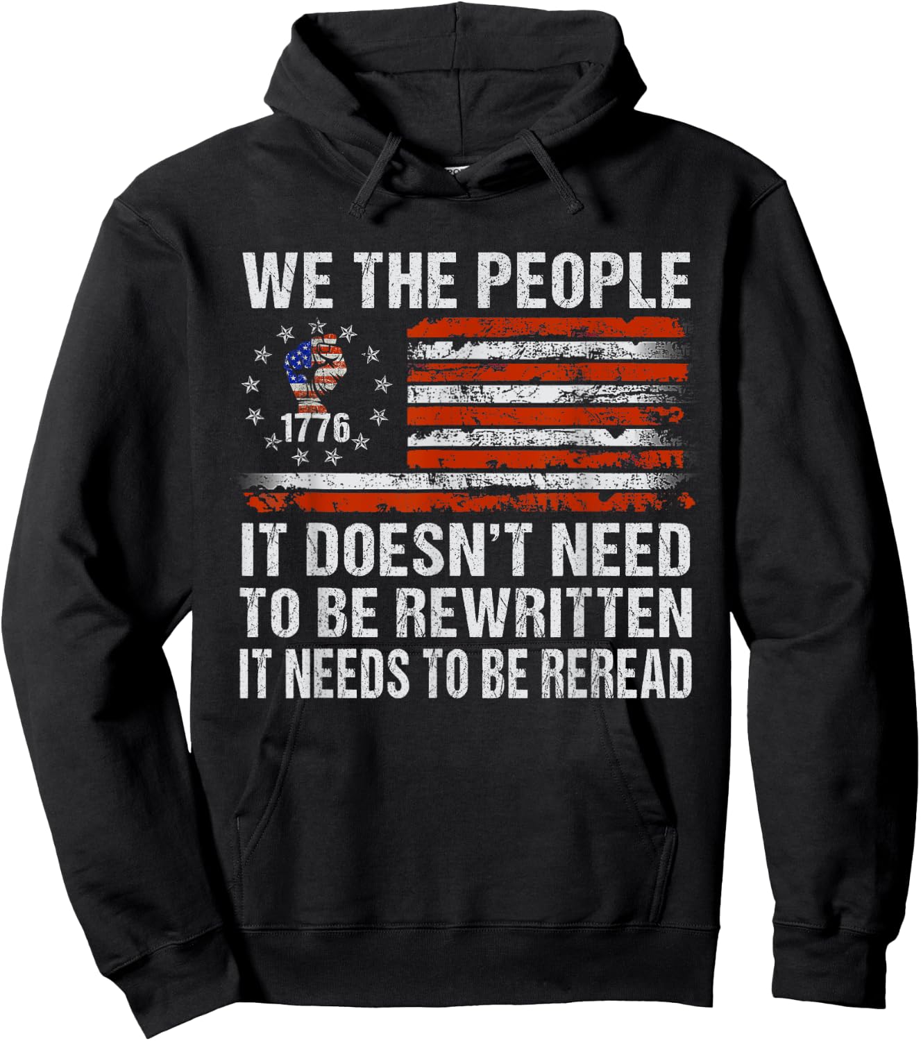 We The People American Flag Patriotic 1776 USA Retro Gifts Hoodie - Hoodie | Black