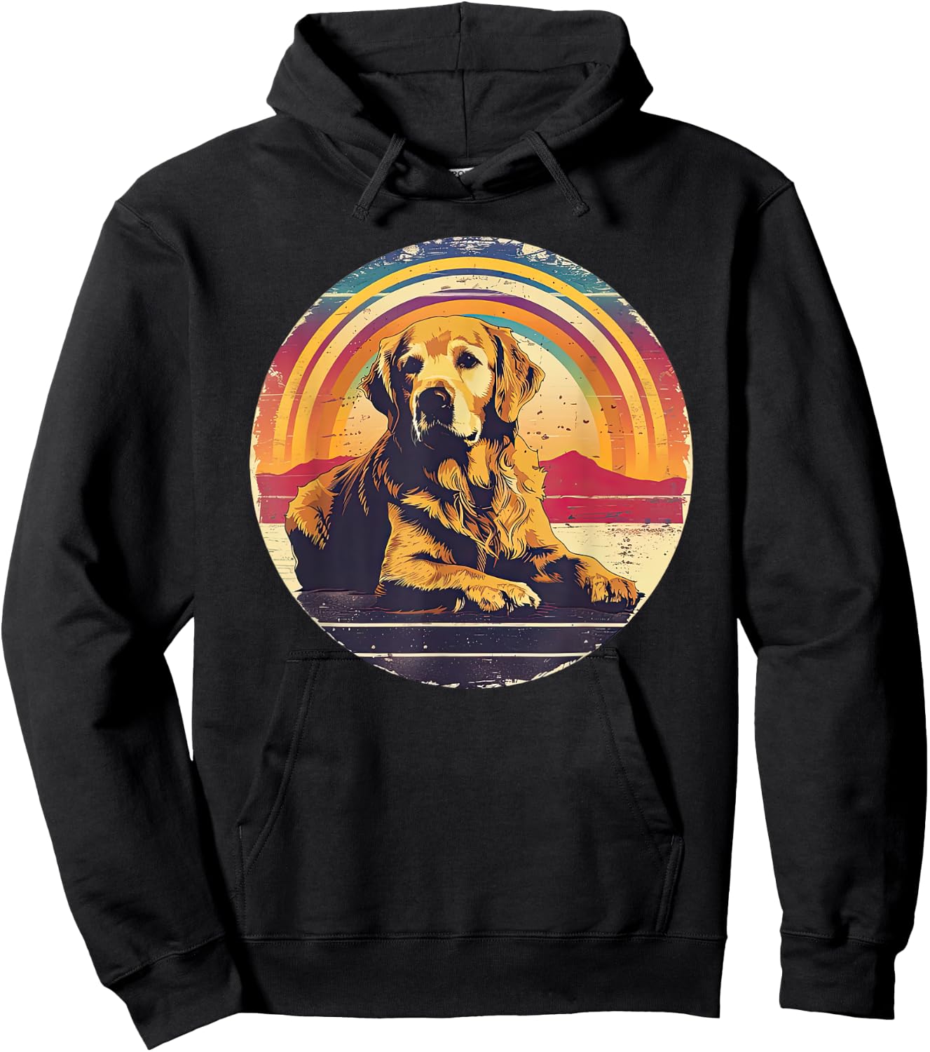 Vintage Golden Retriever Retro Sun Dog Lover Hoodie - Hoodie | Black
