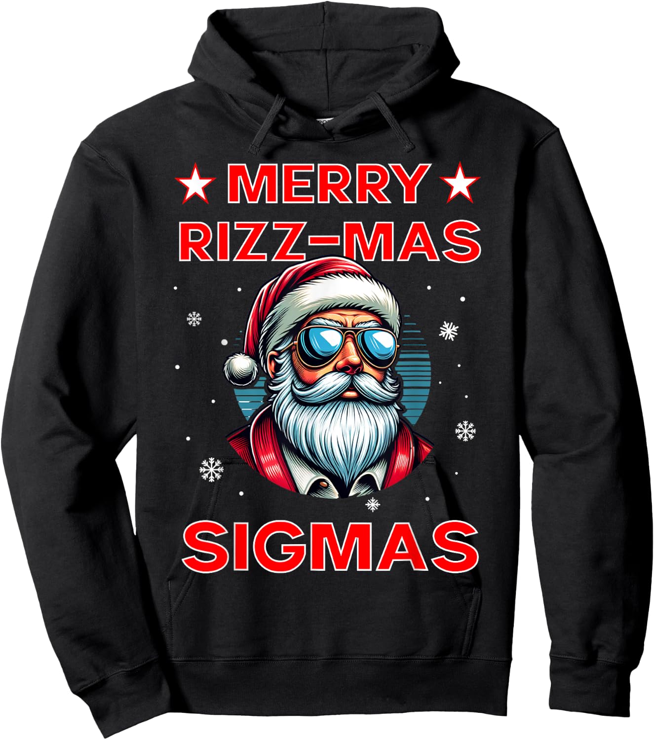 Merry Rizz Mas Sigmas Funny Middle School Alpha Christmas Hoodie - Hoodie | Black