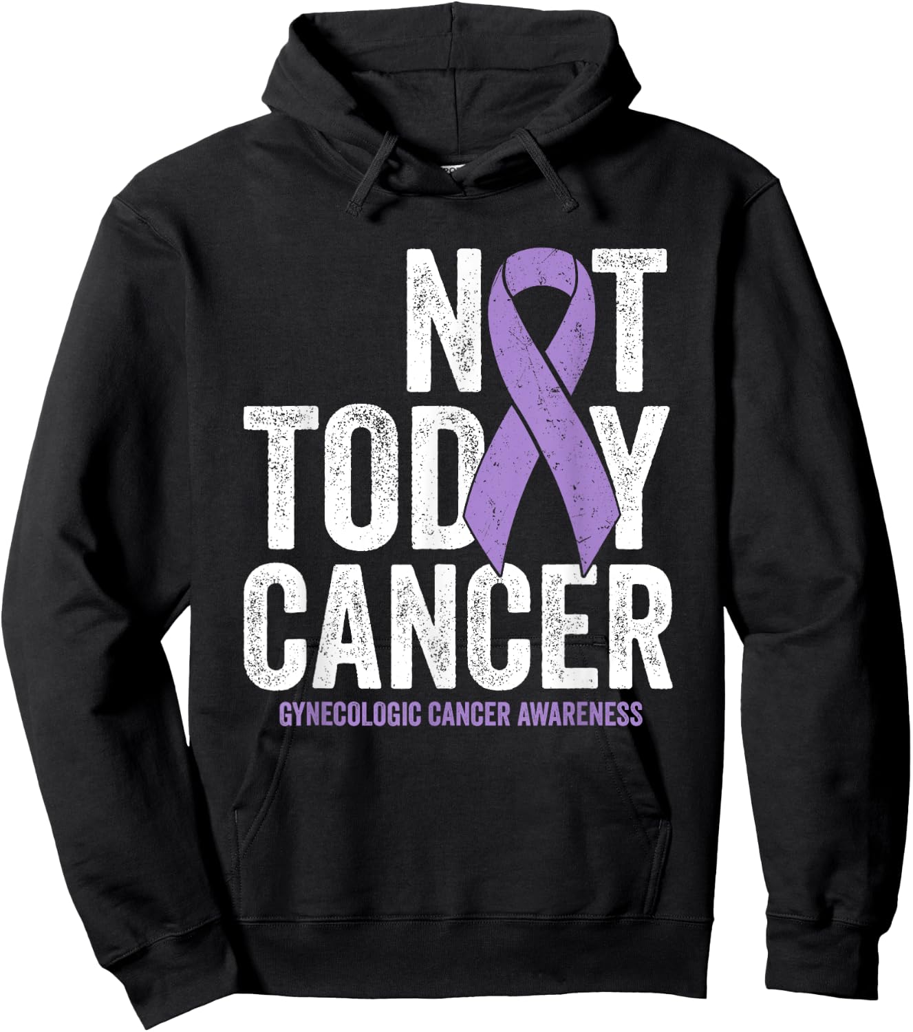 Not Today Gynecological Cancer, Lavender Awareness Ribbon Hoodie - Hoodie | Black