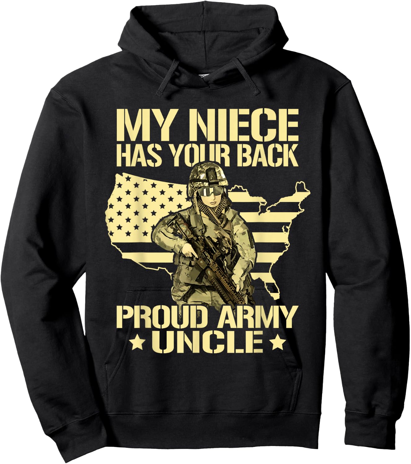 My Niece Has Your Back Proud Army Uncle Shirt Military Gift Hoodie - Hoodie | Black