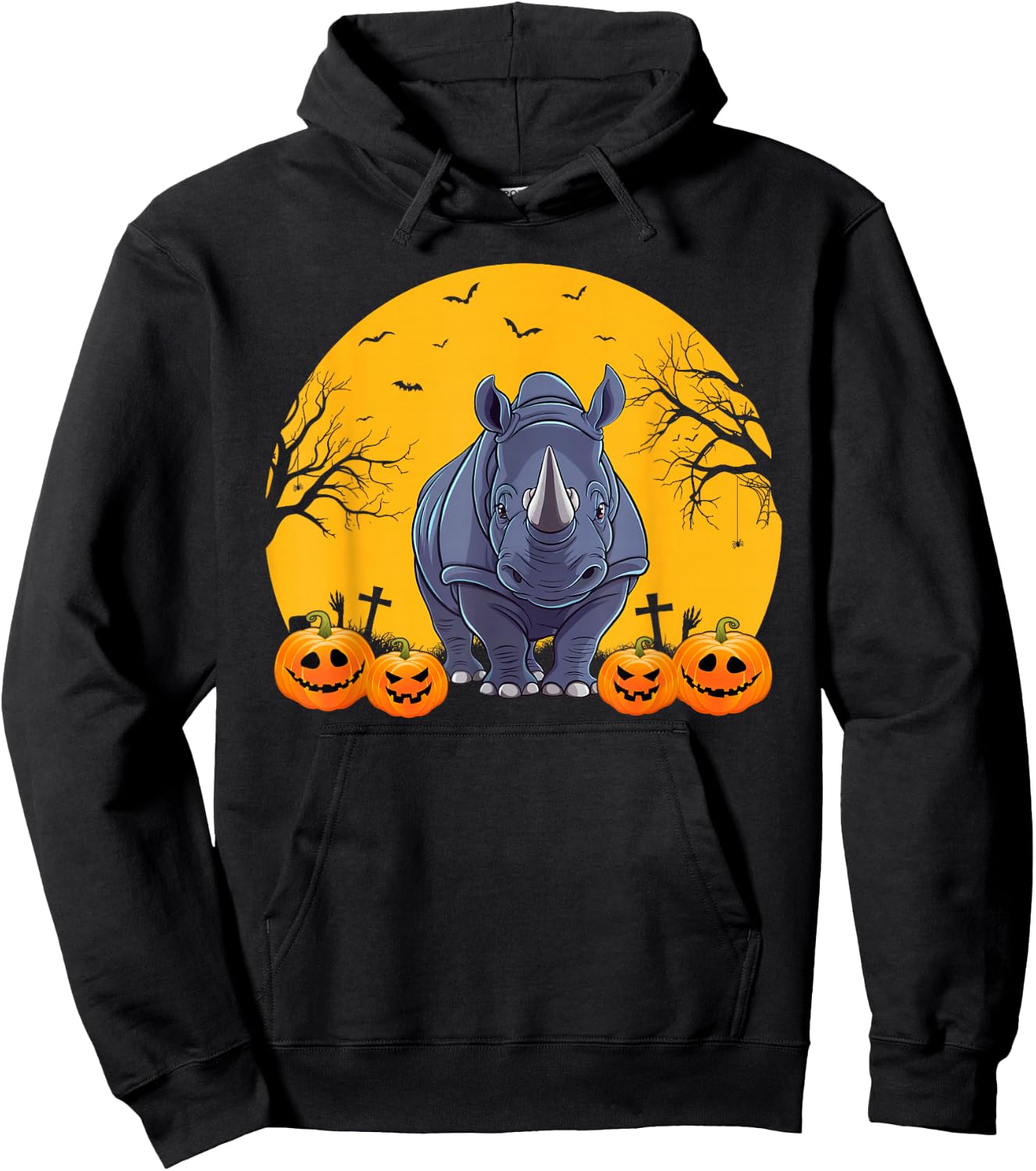 Rhino Lovers Men Women Kids Matching Halloween Costume Hoodie - Hoodie | Black