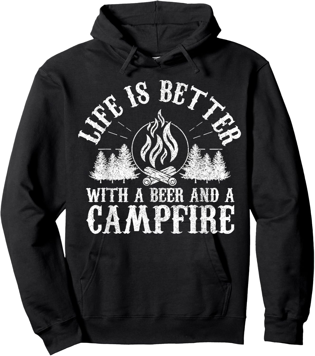 Life Is Better With A Beer And A Campfire - Camping Gift Hoodie - Hoodie | Black