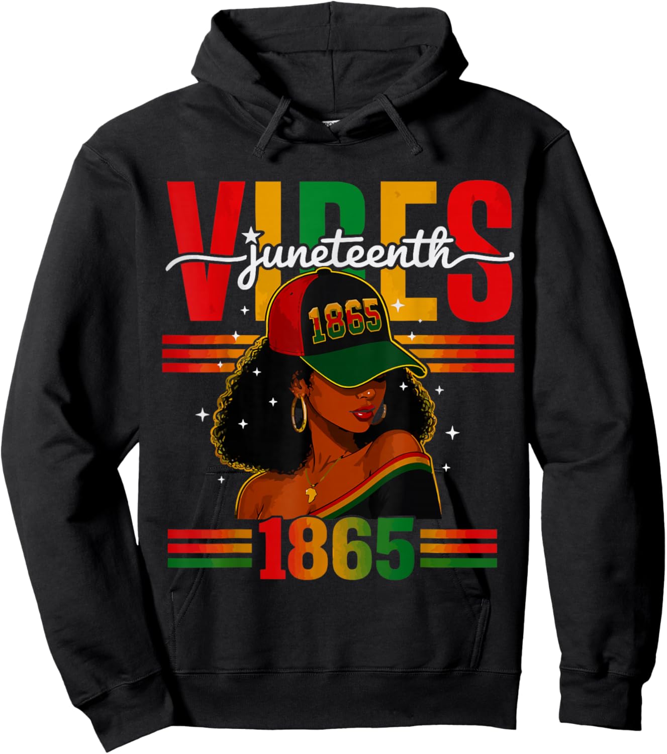 African American Freedom Women Juneteenth Vibes Only 1865 Hoodie - Hoodie | Black