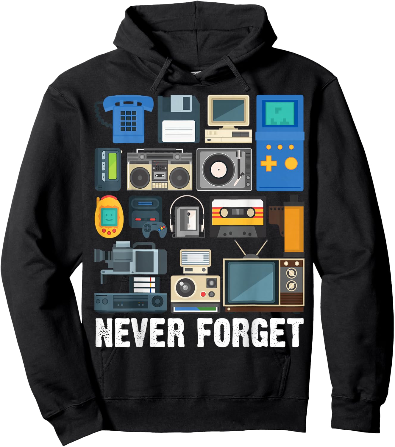 Retro Vintage Style 90's Technology Old Gadgets Lover Hoodie - Hoodie | Black