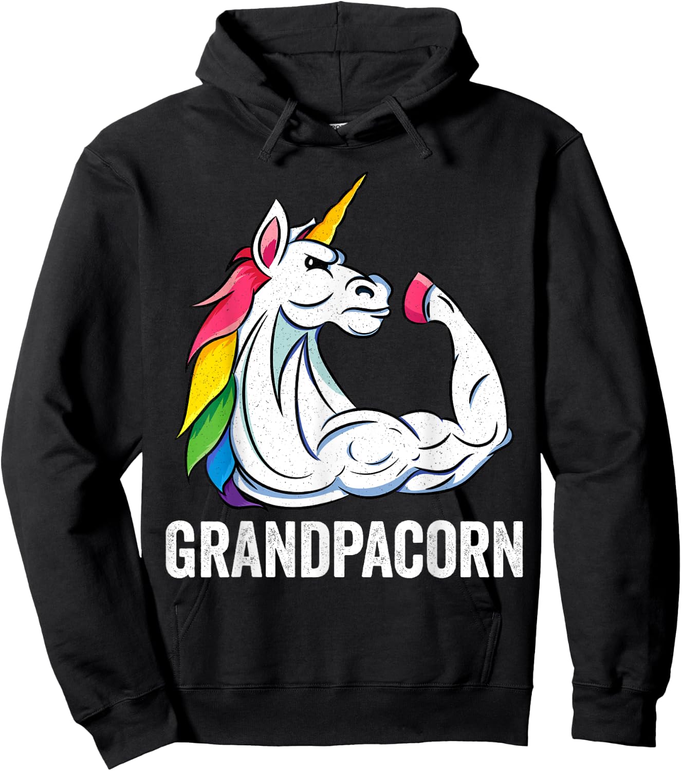 Cute Unicorn Grandpa Girl Birthday Party Apparel GrandpaCorn Hoodie - Hoodie | Black