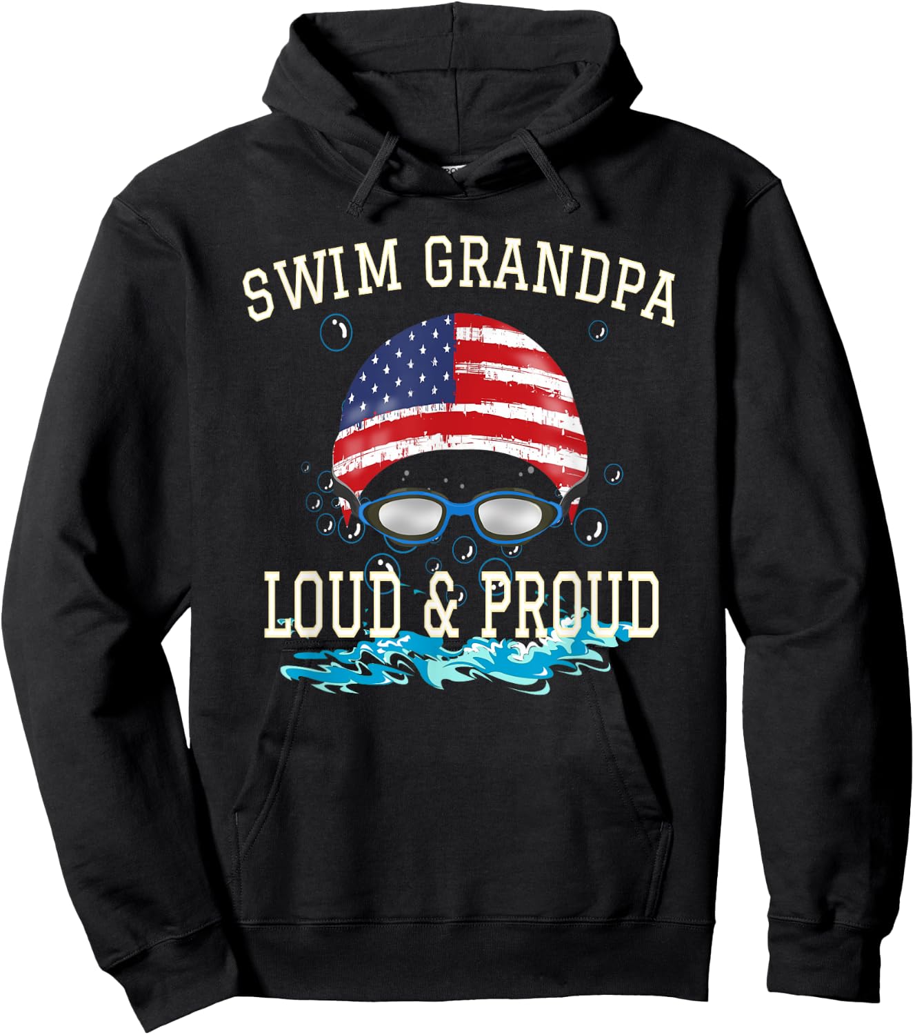 Swim Swimmer Funny Swimming Proud Grandpa Goggles Shirt Hoodie - Hoodie | Black