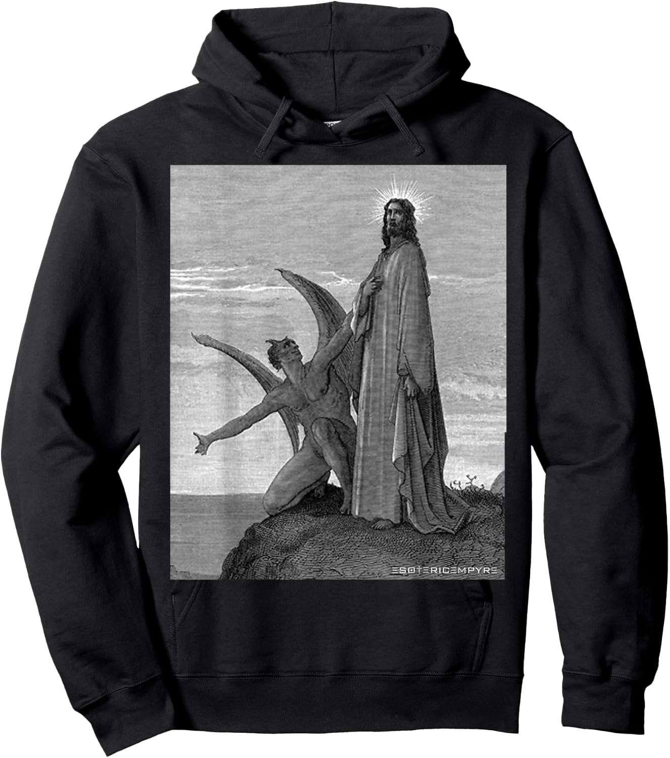Jesus Christ Temptation of Satan Wilderness by Gustave Dore Hoodie - Hoodie | Black