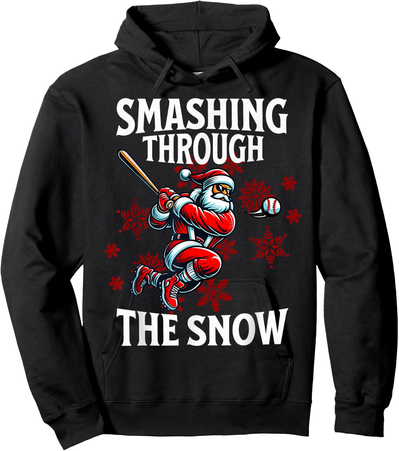 Baseball Christmas Smashing Through The Snow Santa Sports Hoodie - Hoodie | Black